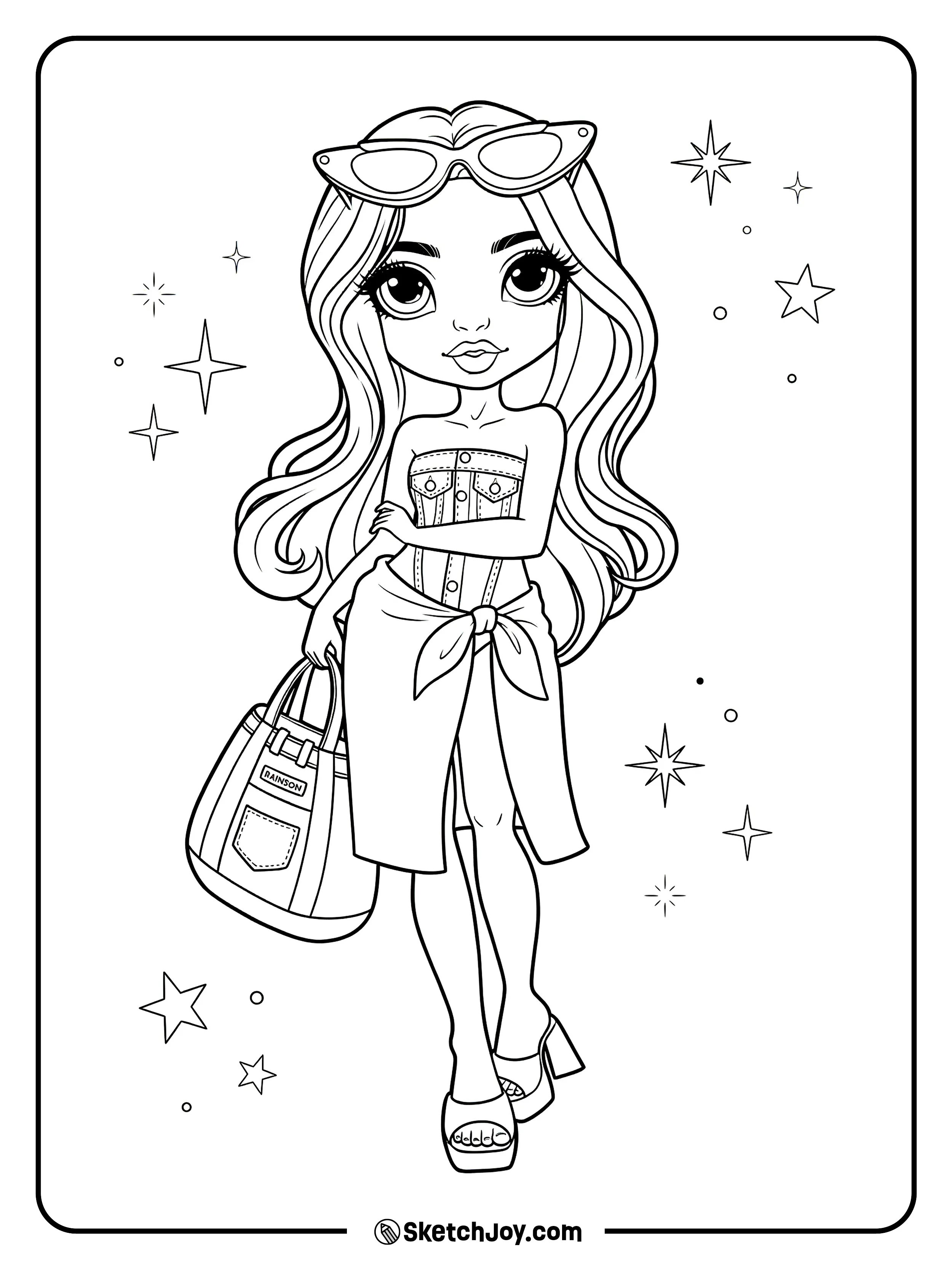 Skyler Bradshaw walks in a cute summer outfit with her big bag and sunglasses.