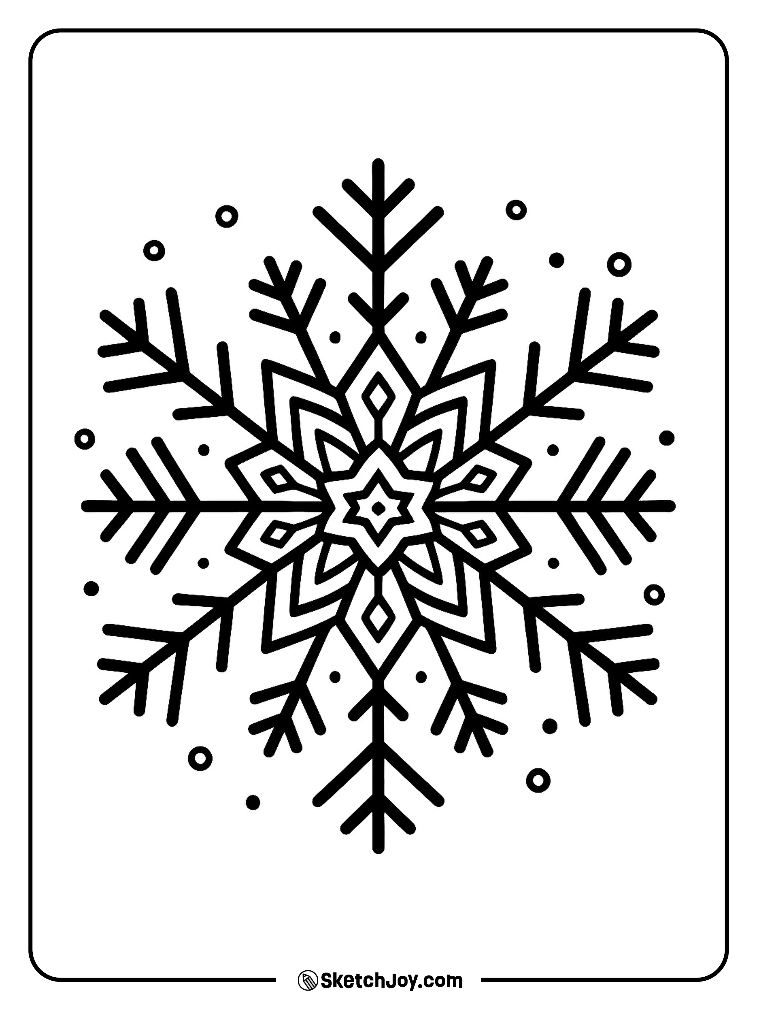 A snowflake mandala forms a bold star shape in the center.