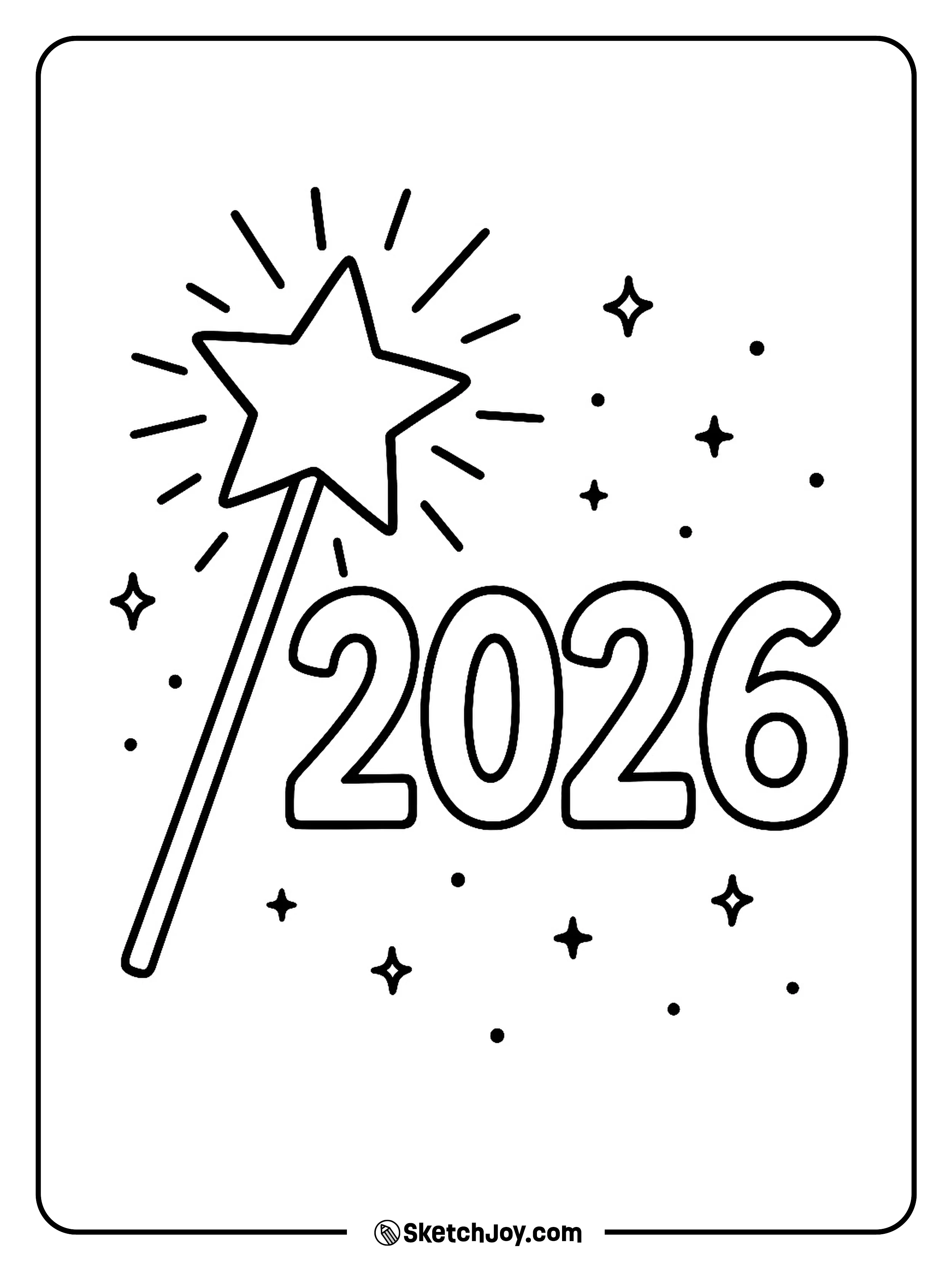 A magic-style star wand points to 2026.