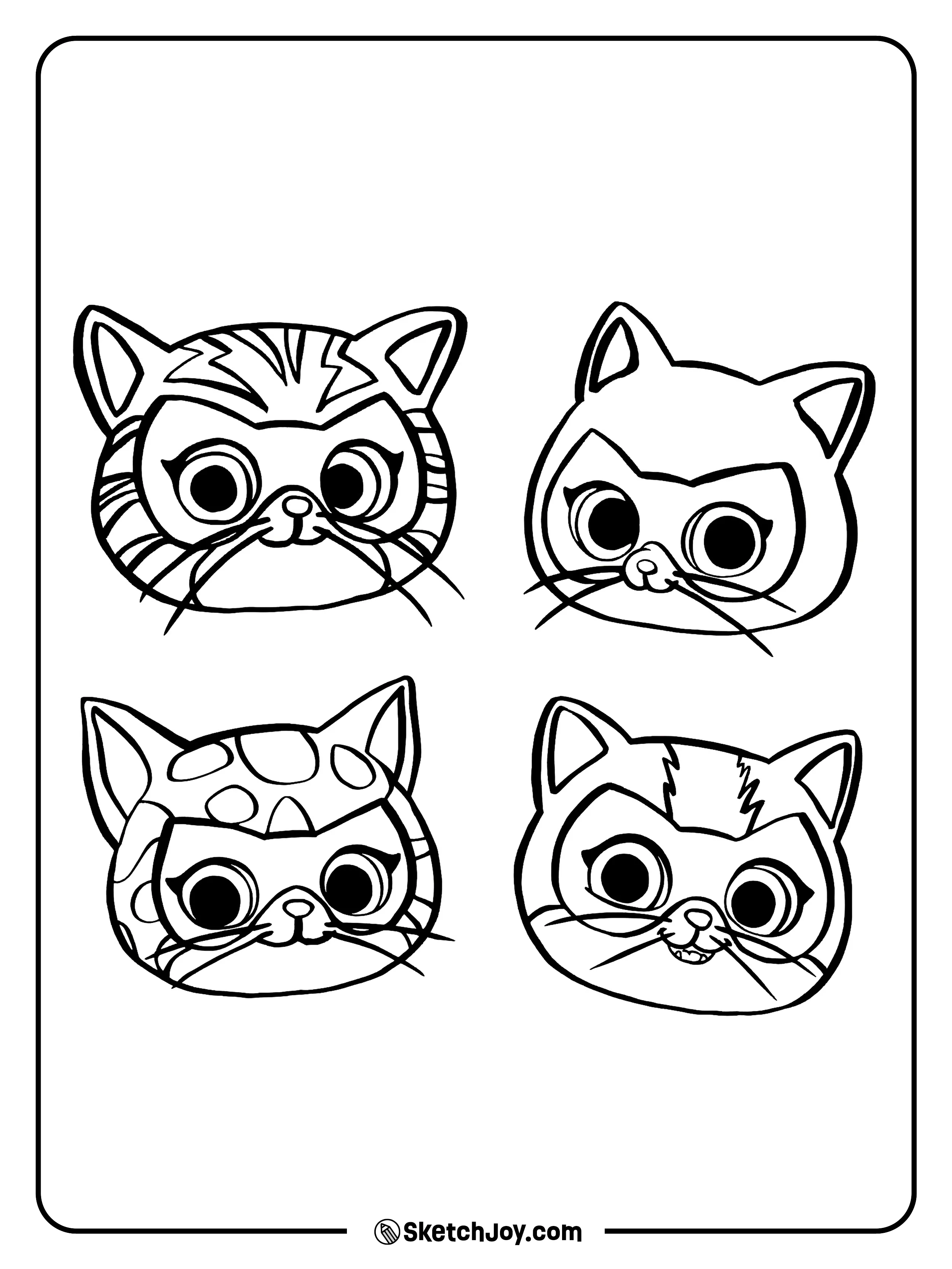 Sparks, Bitsy, Ginny, and Buddy show four fun hero expressions.
