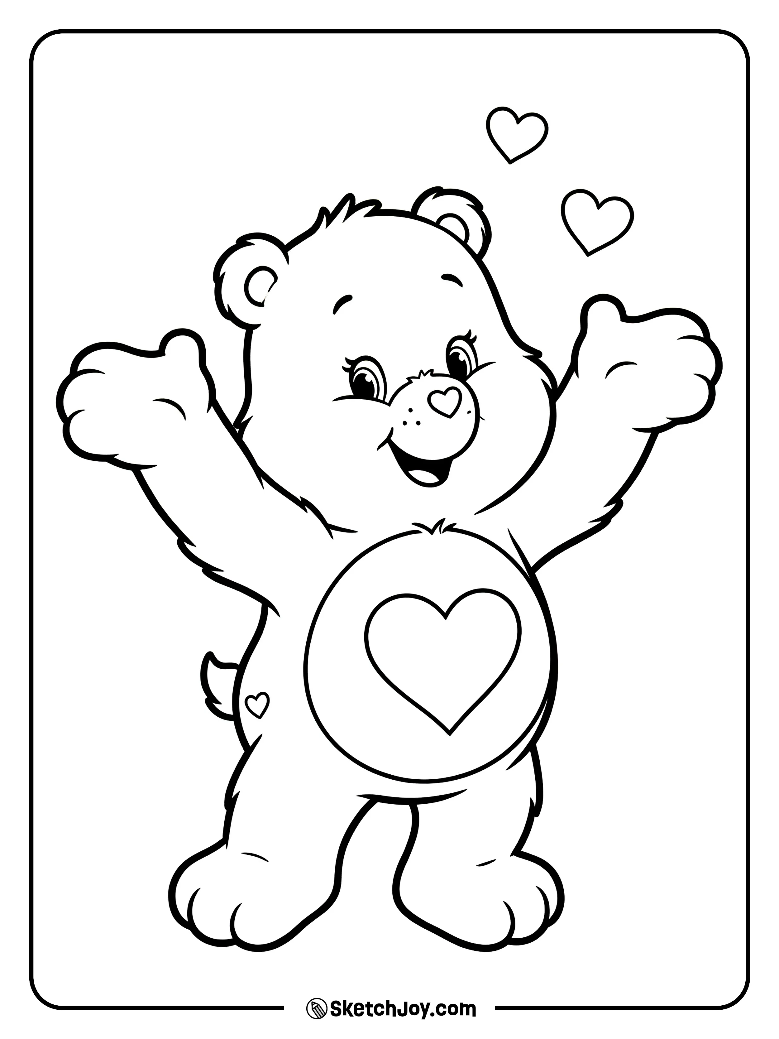 Tenderheart Bear stands with open arms like a warm hug.
