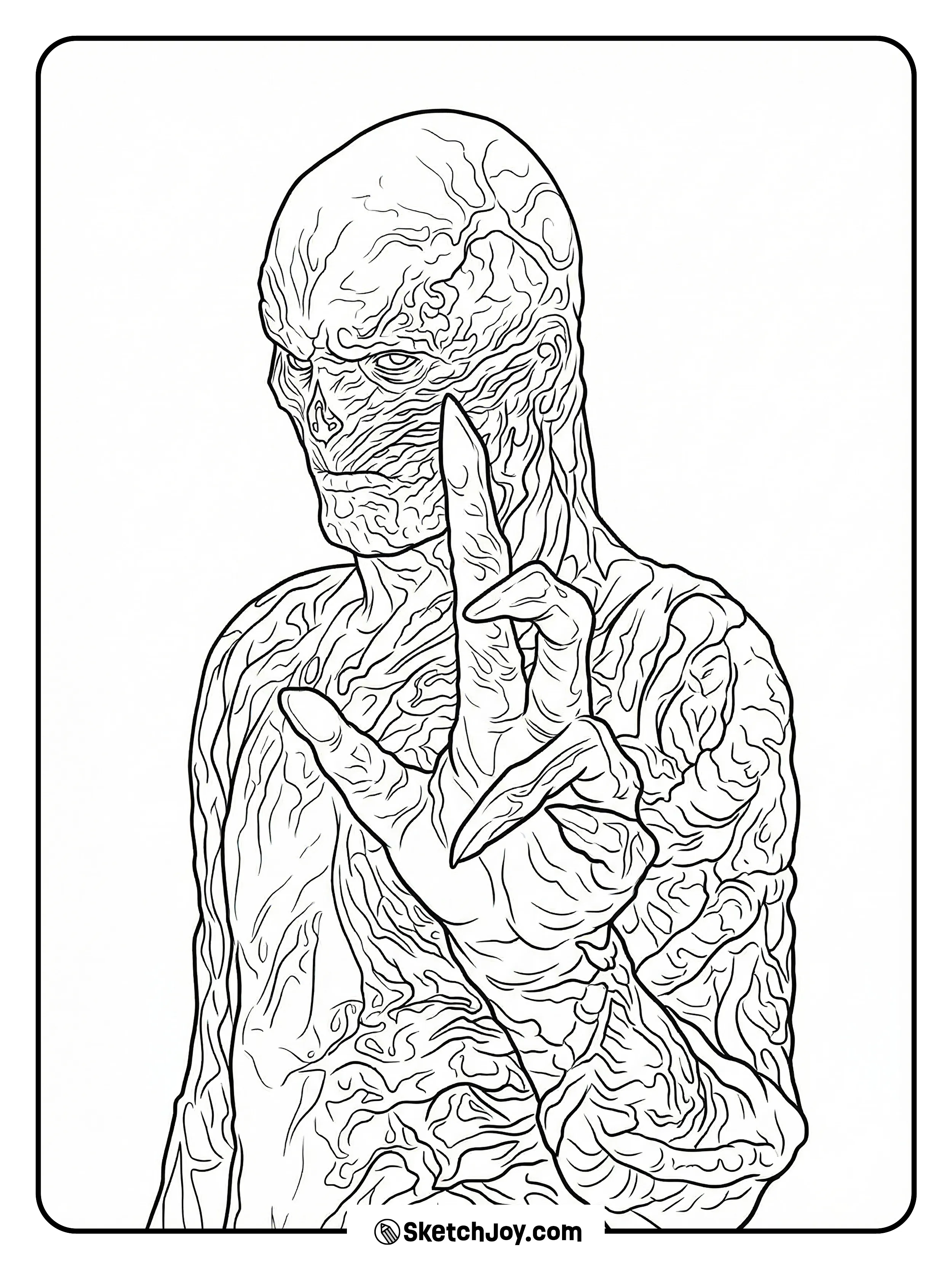 Vecna faces forward with one clawed finger lifted as if casting a dark power.