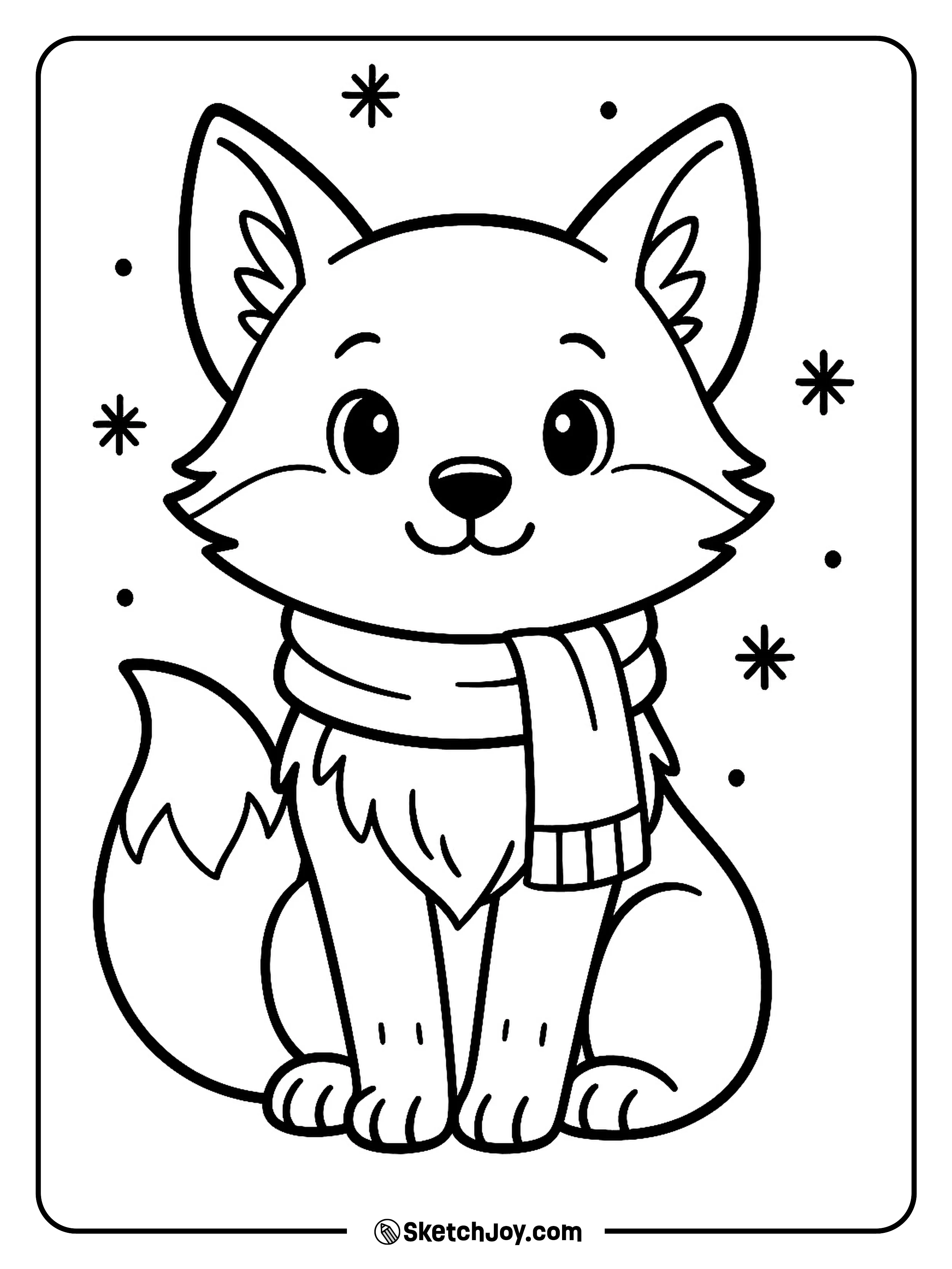 A fox wraps its tail around its feet to stay warm.