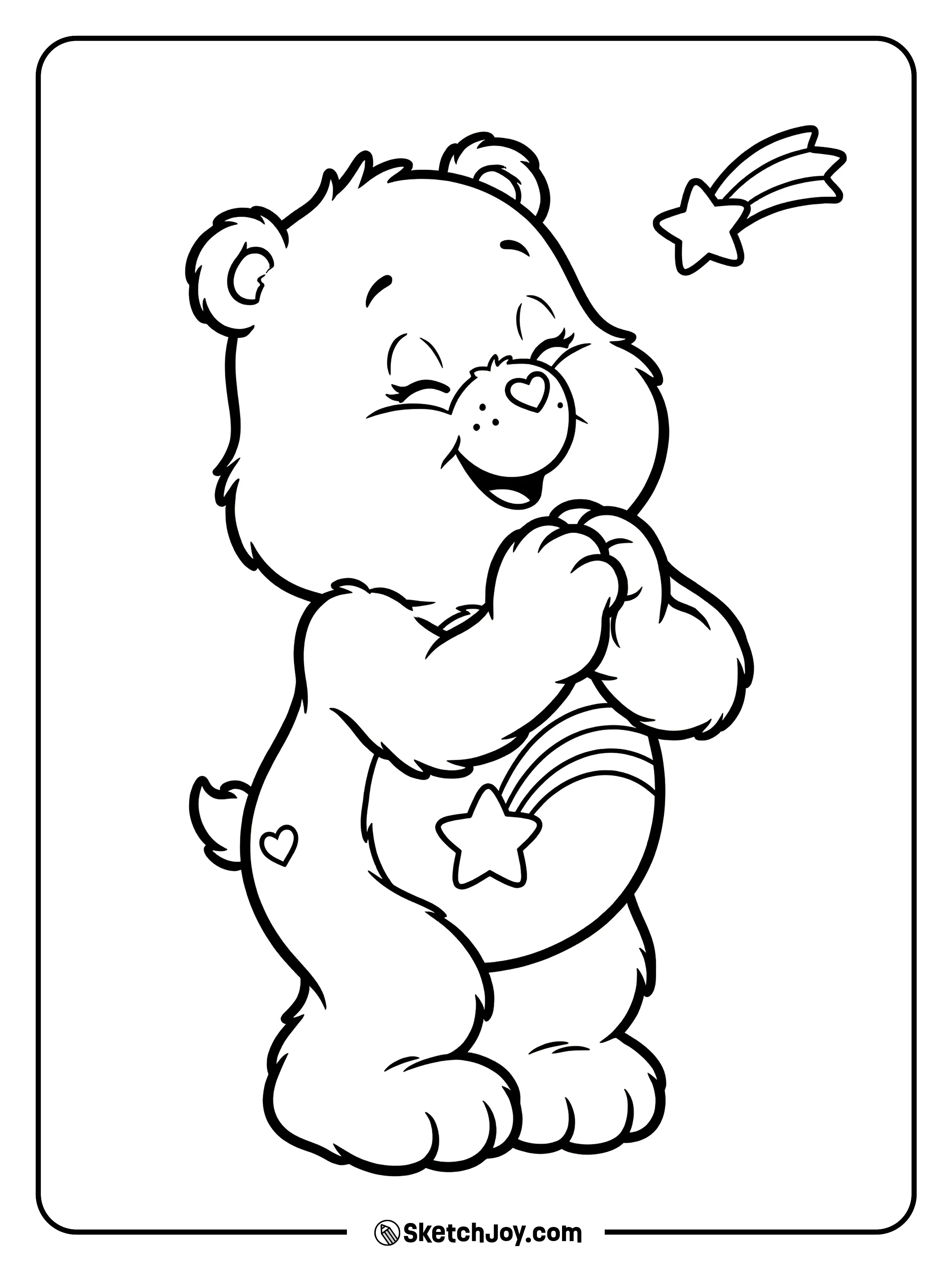 Wish Bear closes eyes and makes a wish.