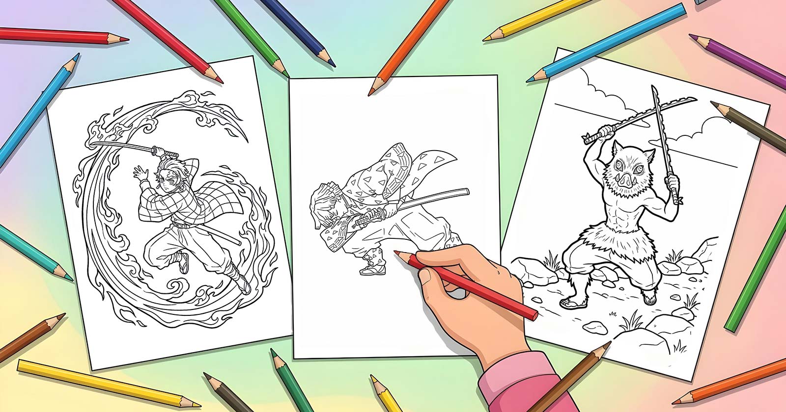 Printable Coloring Pages for Demon Slayer