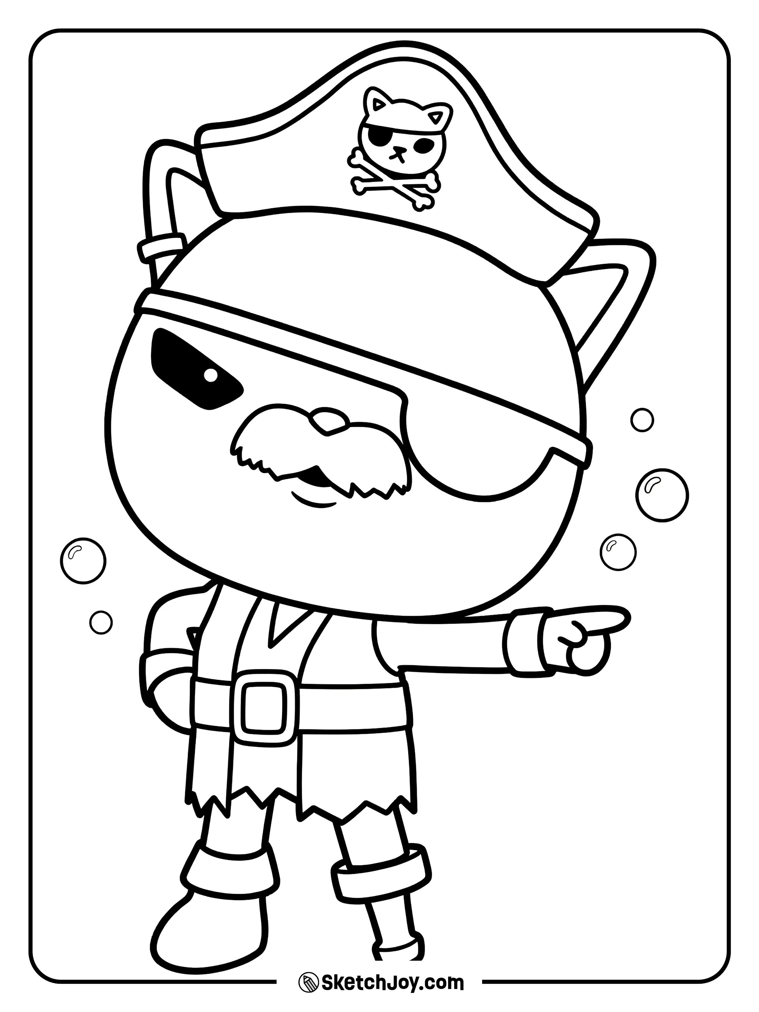 Calico Jack stands in a pirate pose with a confident grin.