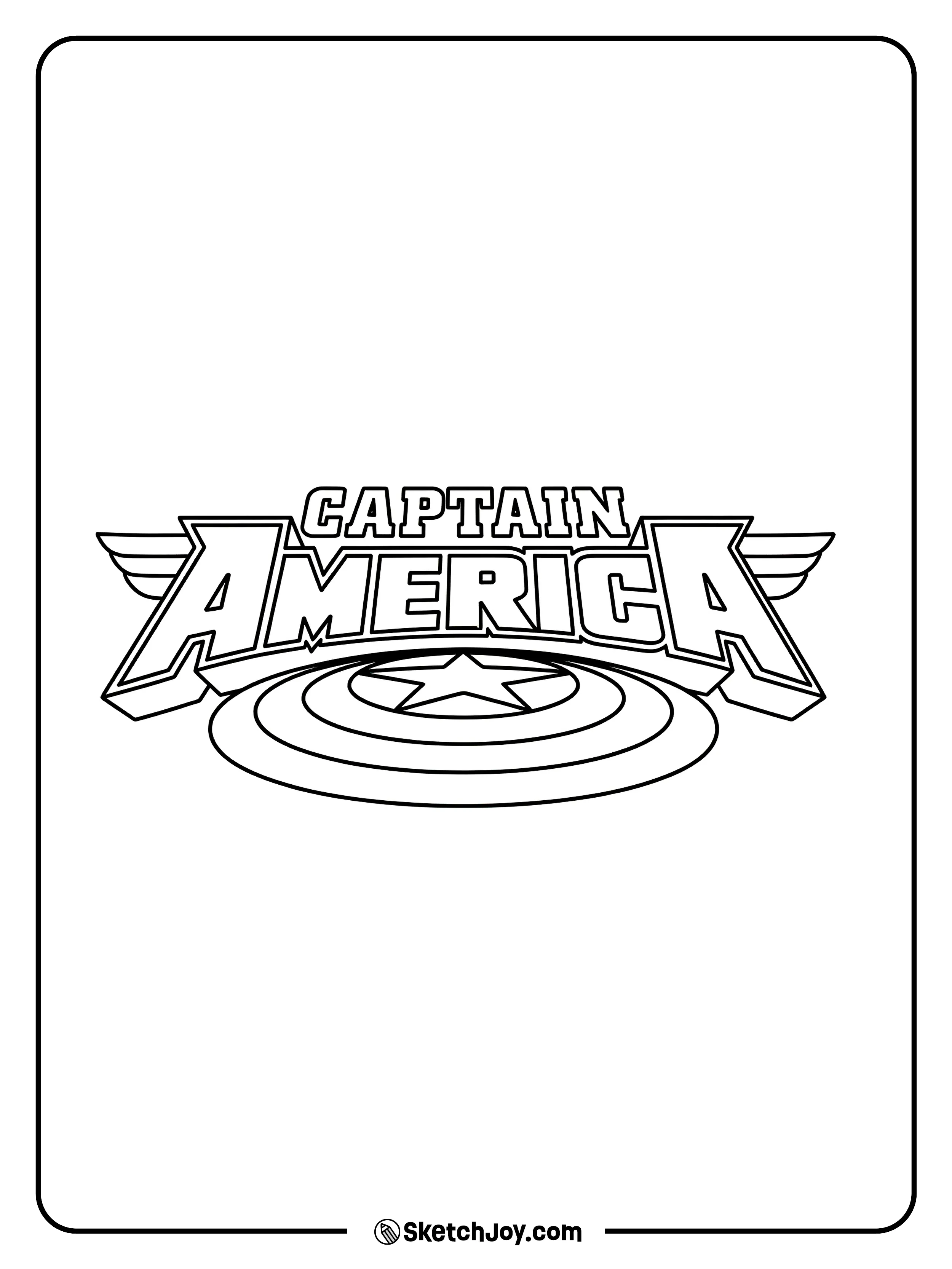 A clean Captain America logo with wings and a shield icon.
