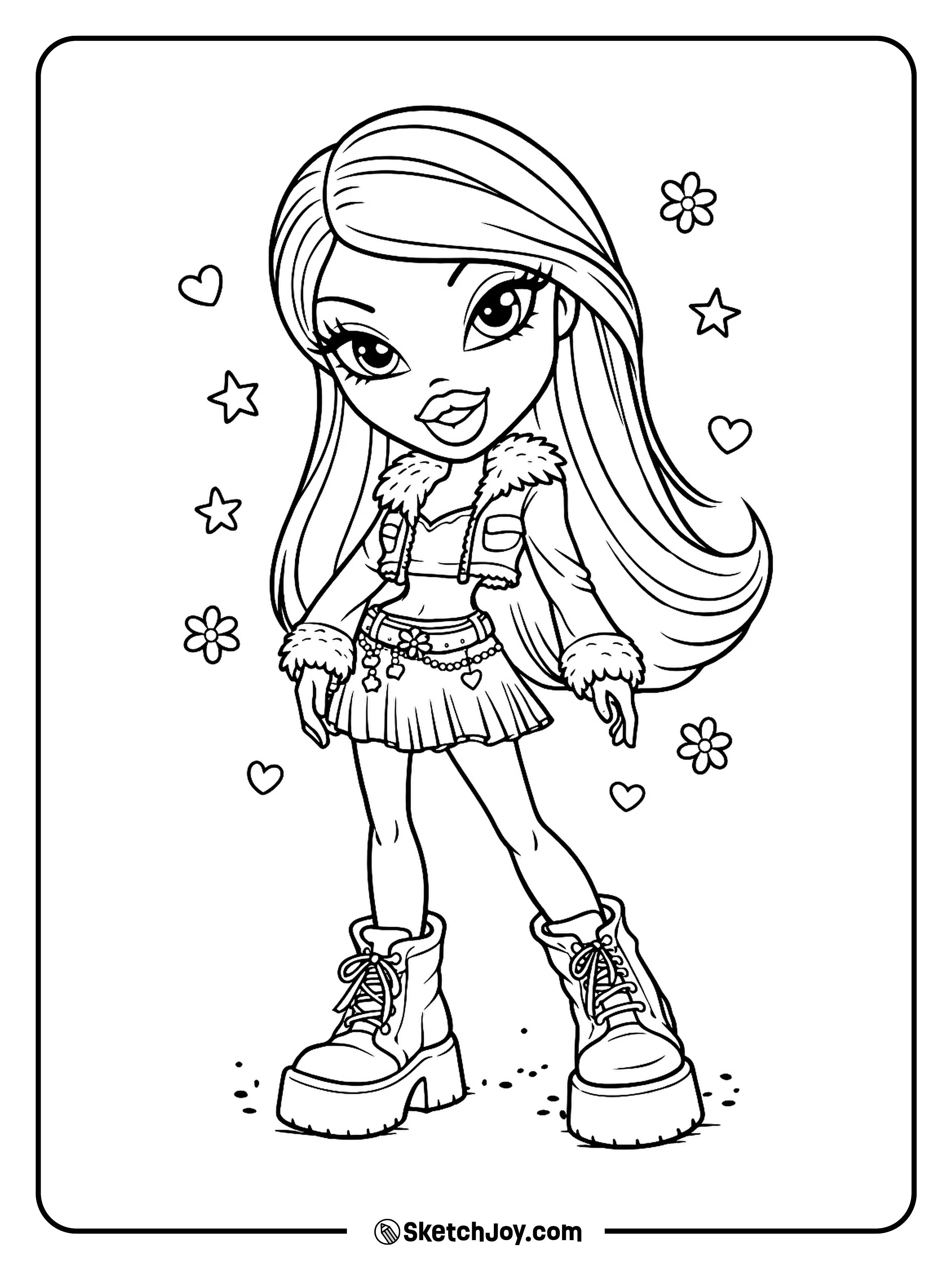 Fianna shows off her chunky boots with a proud smile.