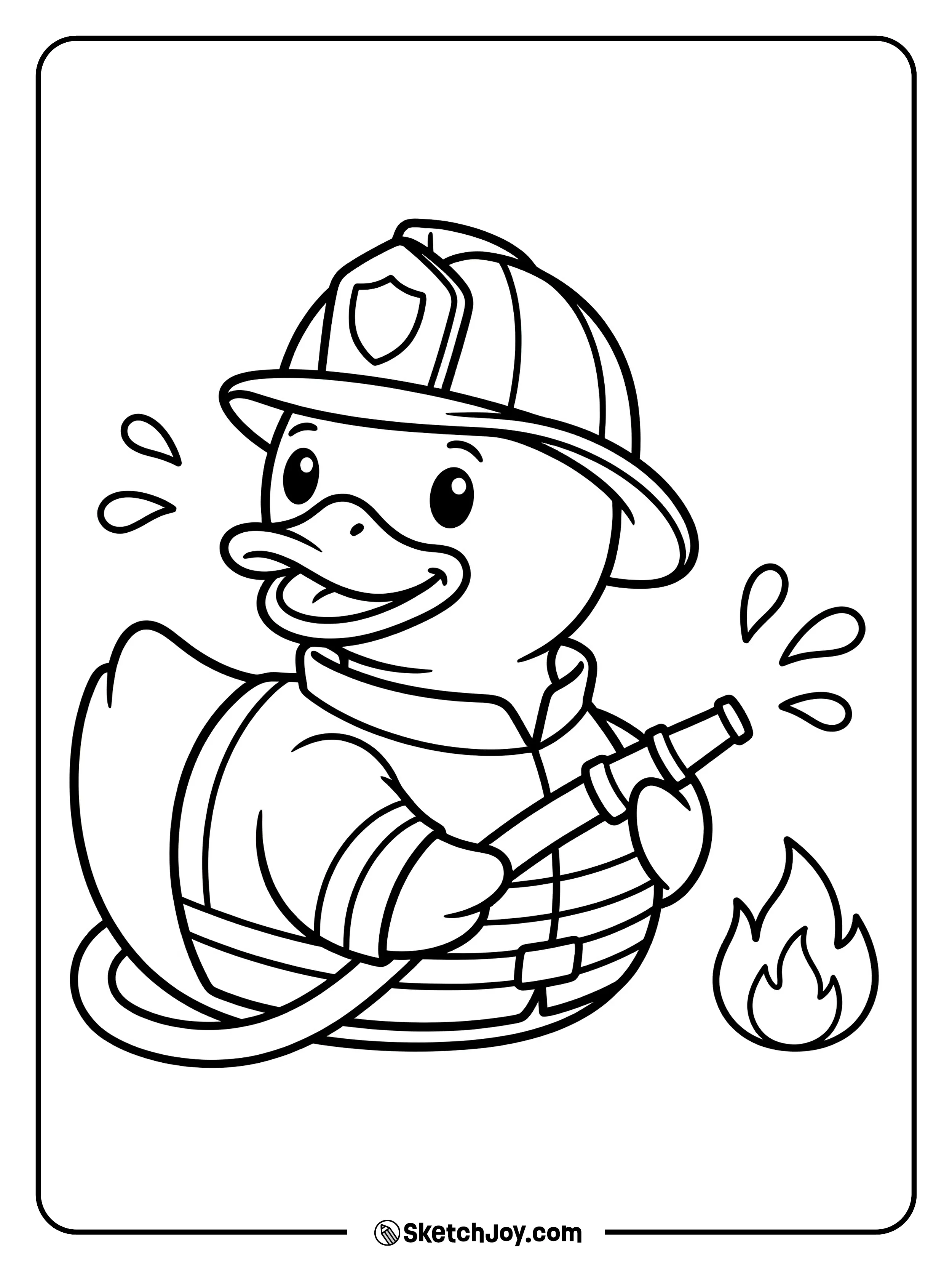 A brave rubber duck wearing a firefighter helmet.