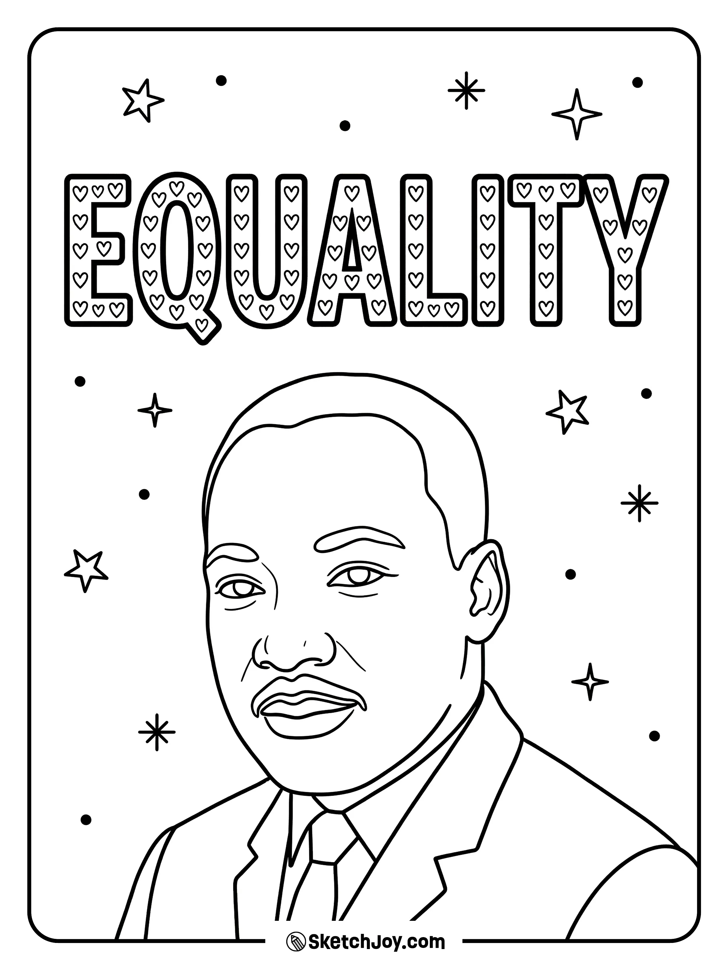 Hearts form the word “EQUALITY” in big fun letters.