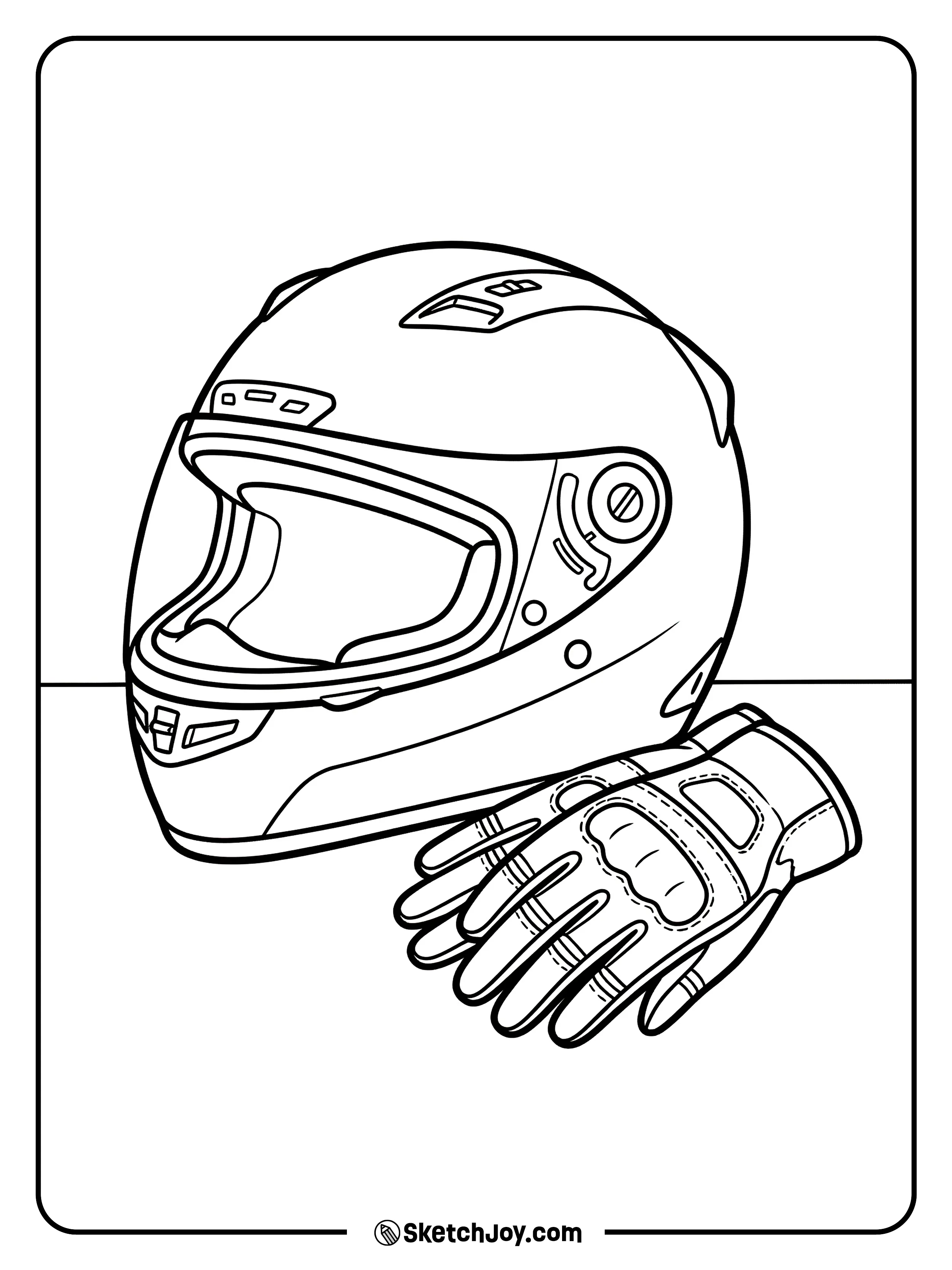 A helmet and gloves sit neatly, ready for a ride.