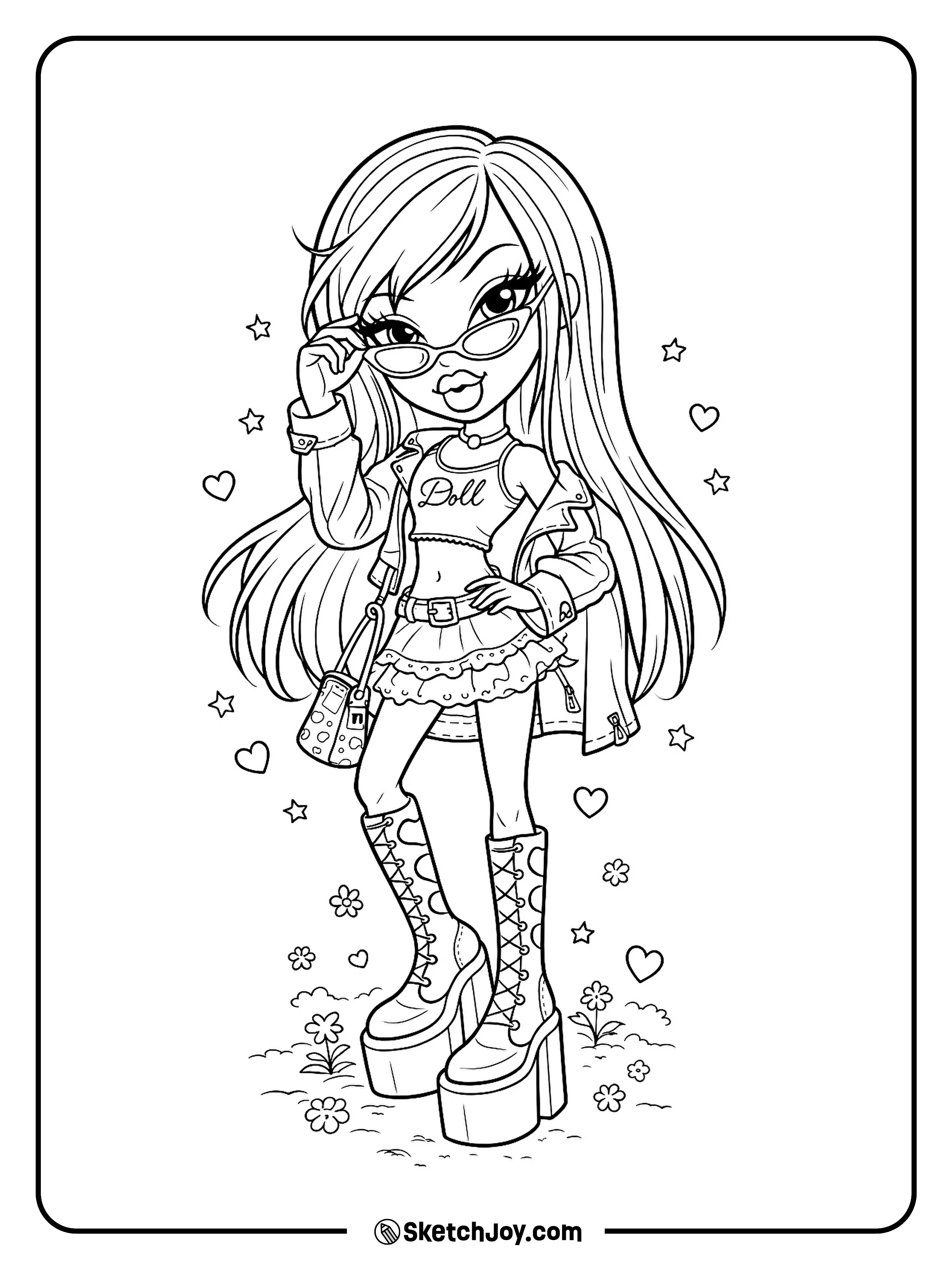 Jade lifts her sunglasses with a cool, confident grin.