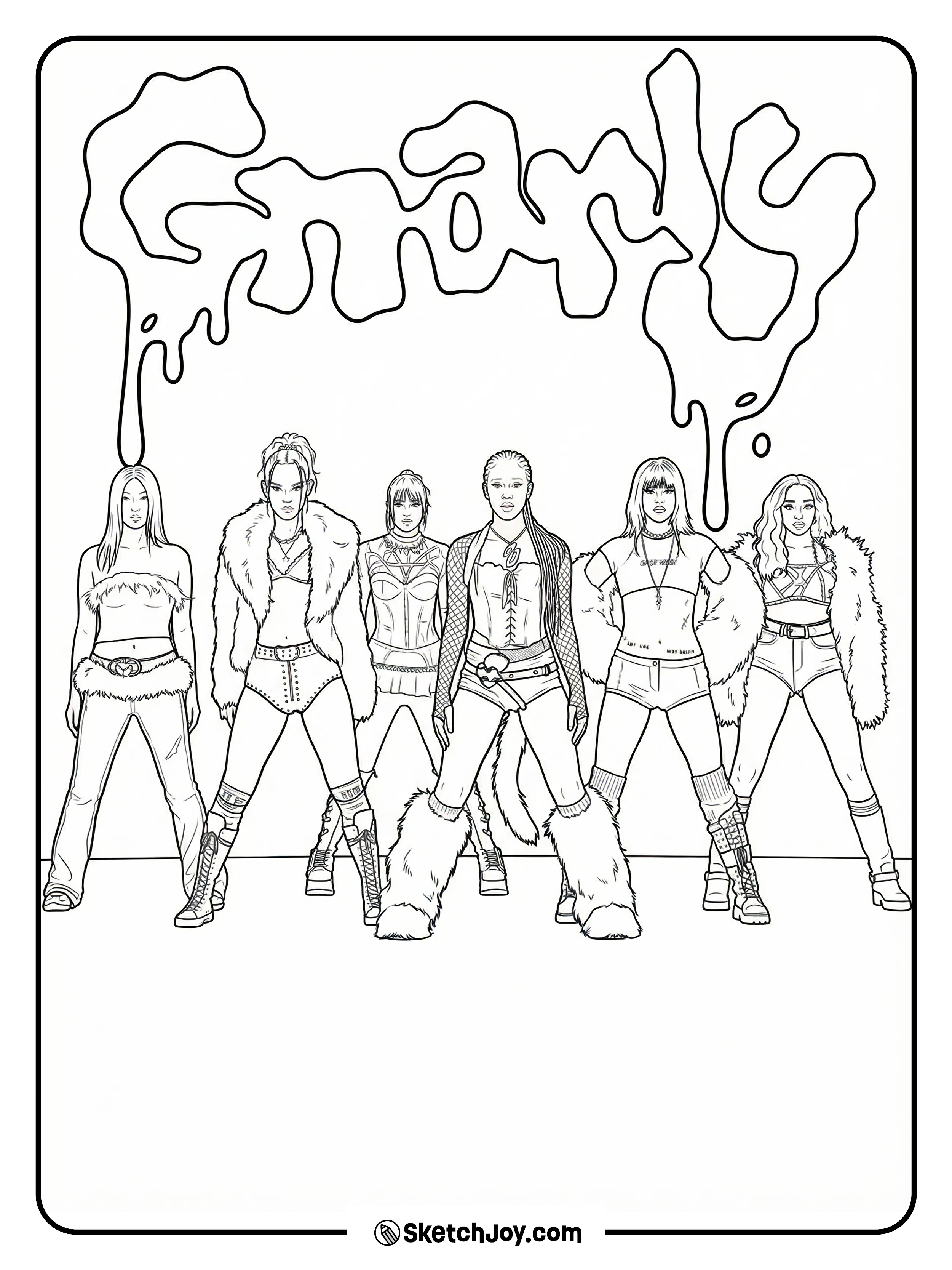 All six KATSEYE members stand together under the “Gnarly” text.