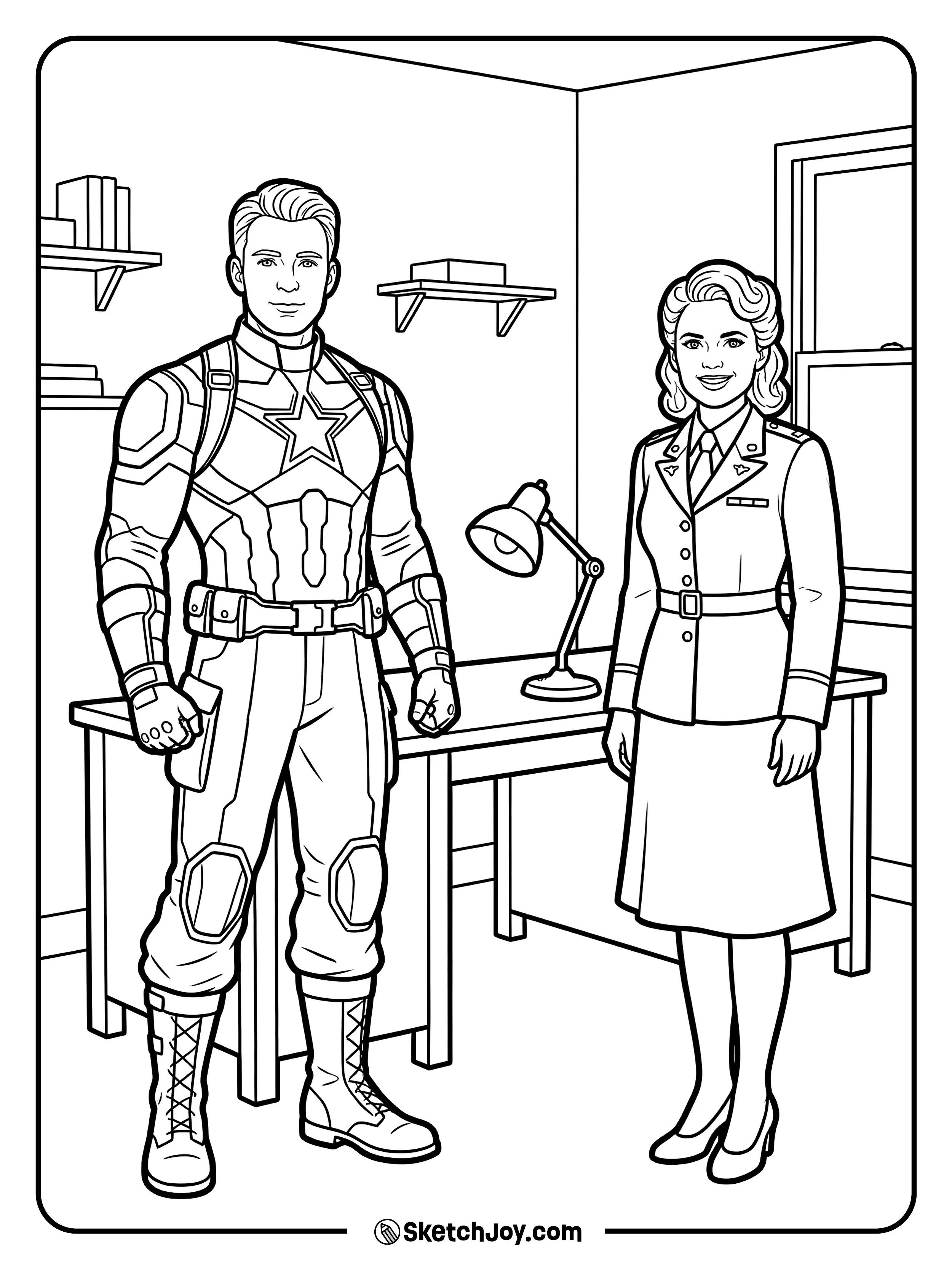 Steve and Peggy share a calm moment in an office.