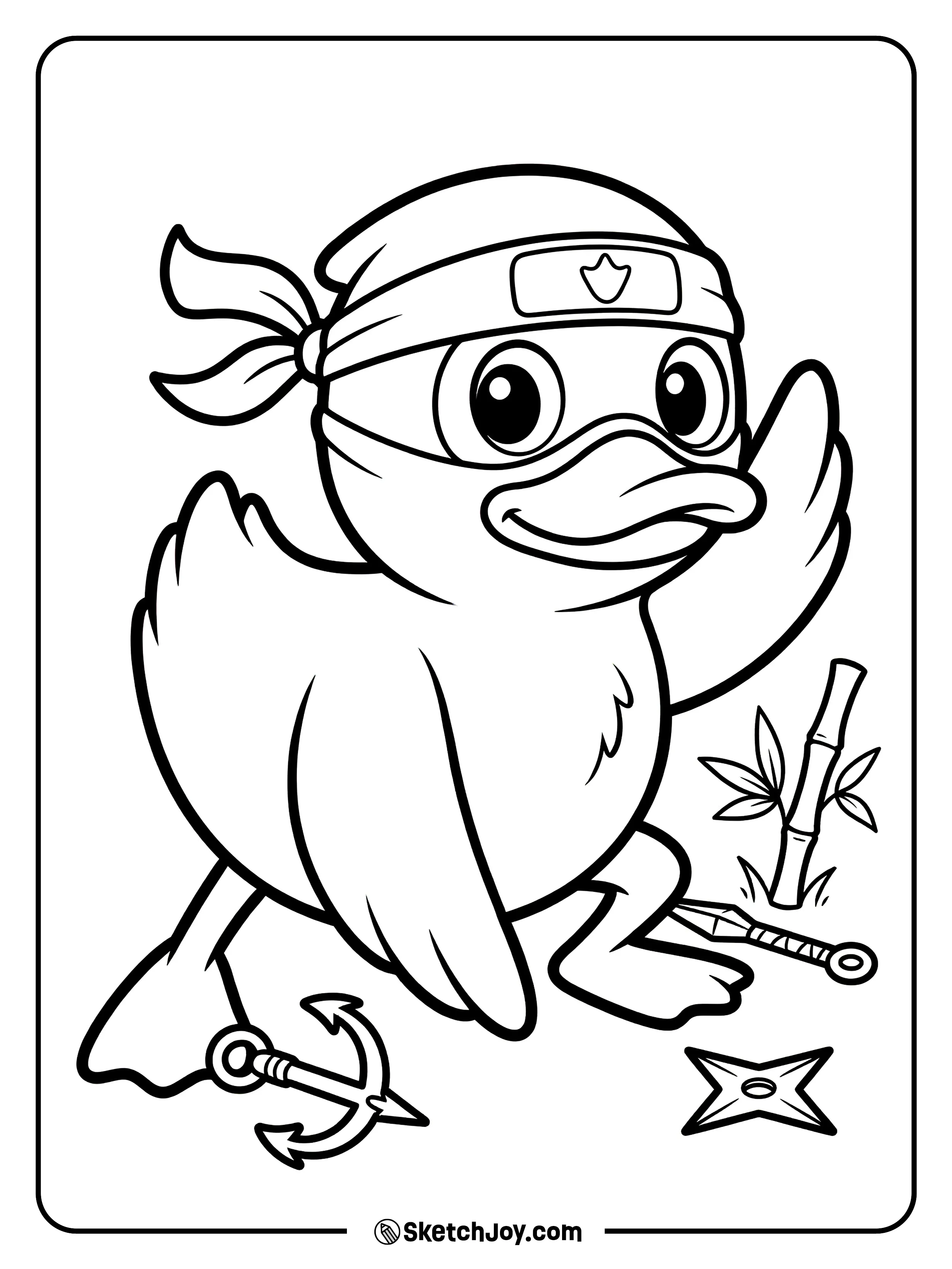 A sneaky rubber duck in ninja outfit.