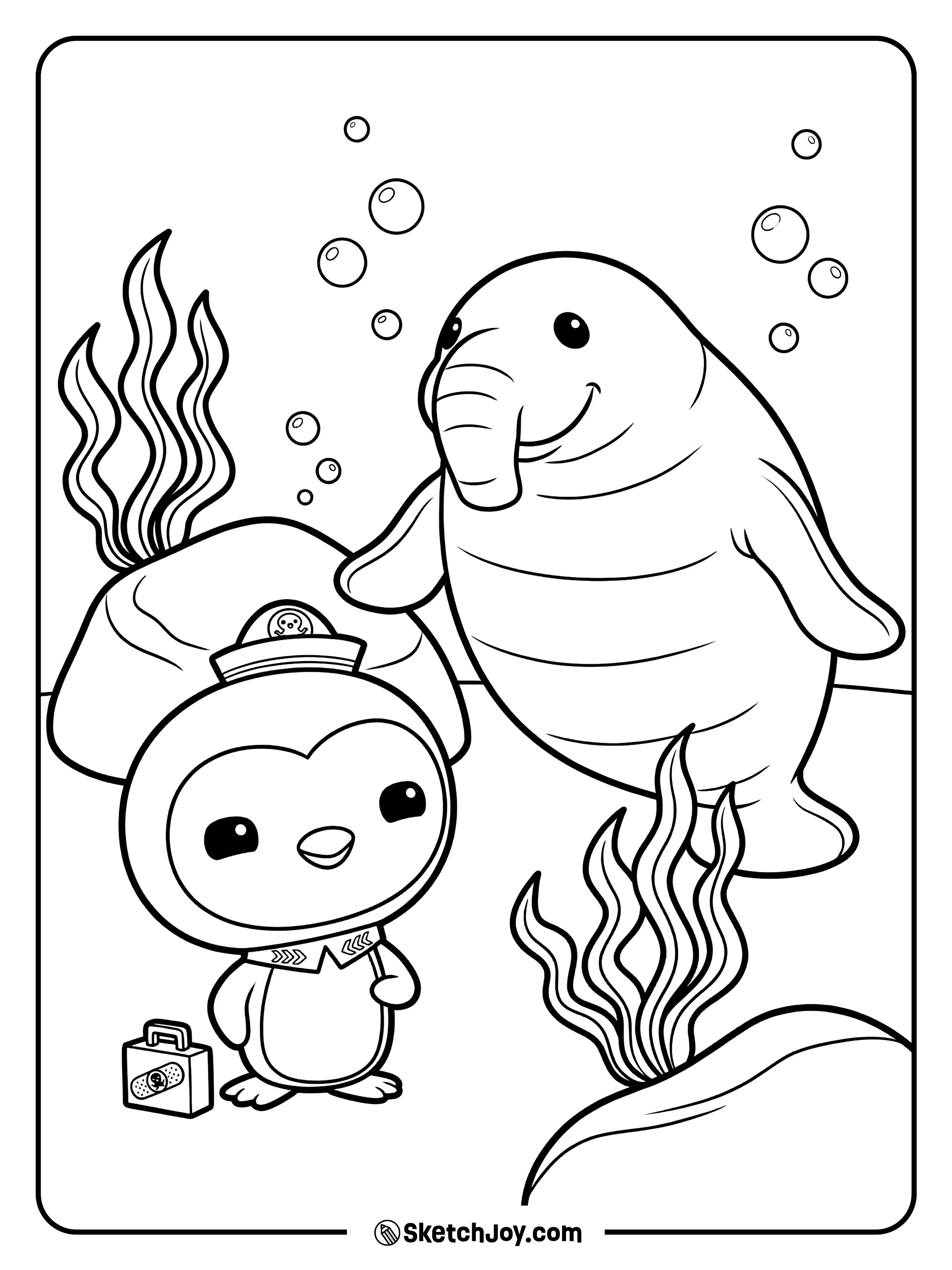 Peso checks on the Elephish while it swims calmly.