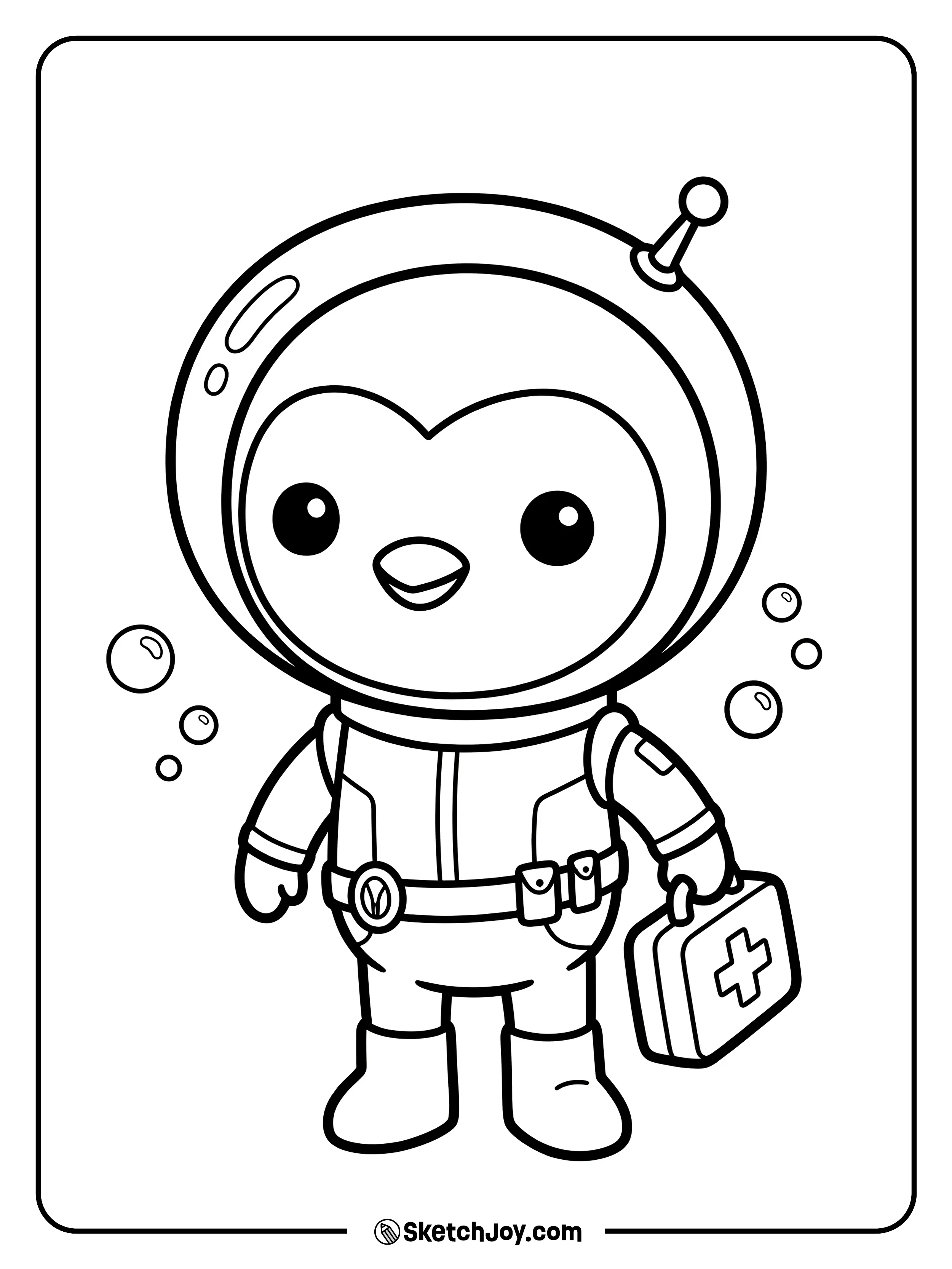 Peso wears his Octo-suit and holds his medical bag.