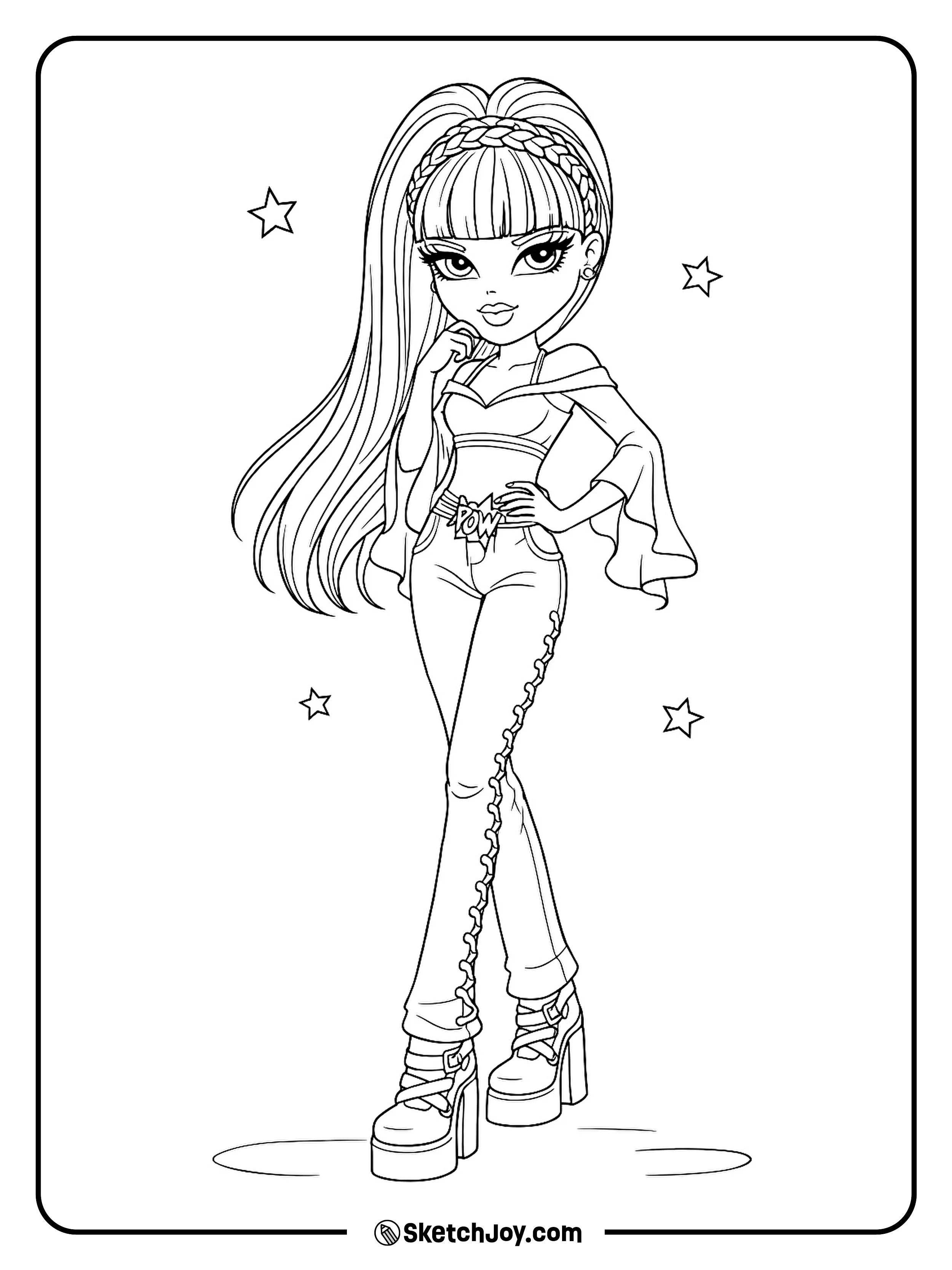 Phoebe smiles and poses like she is in a magazine ad.