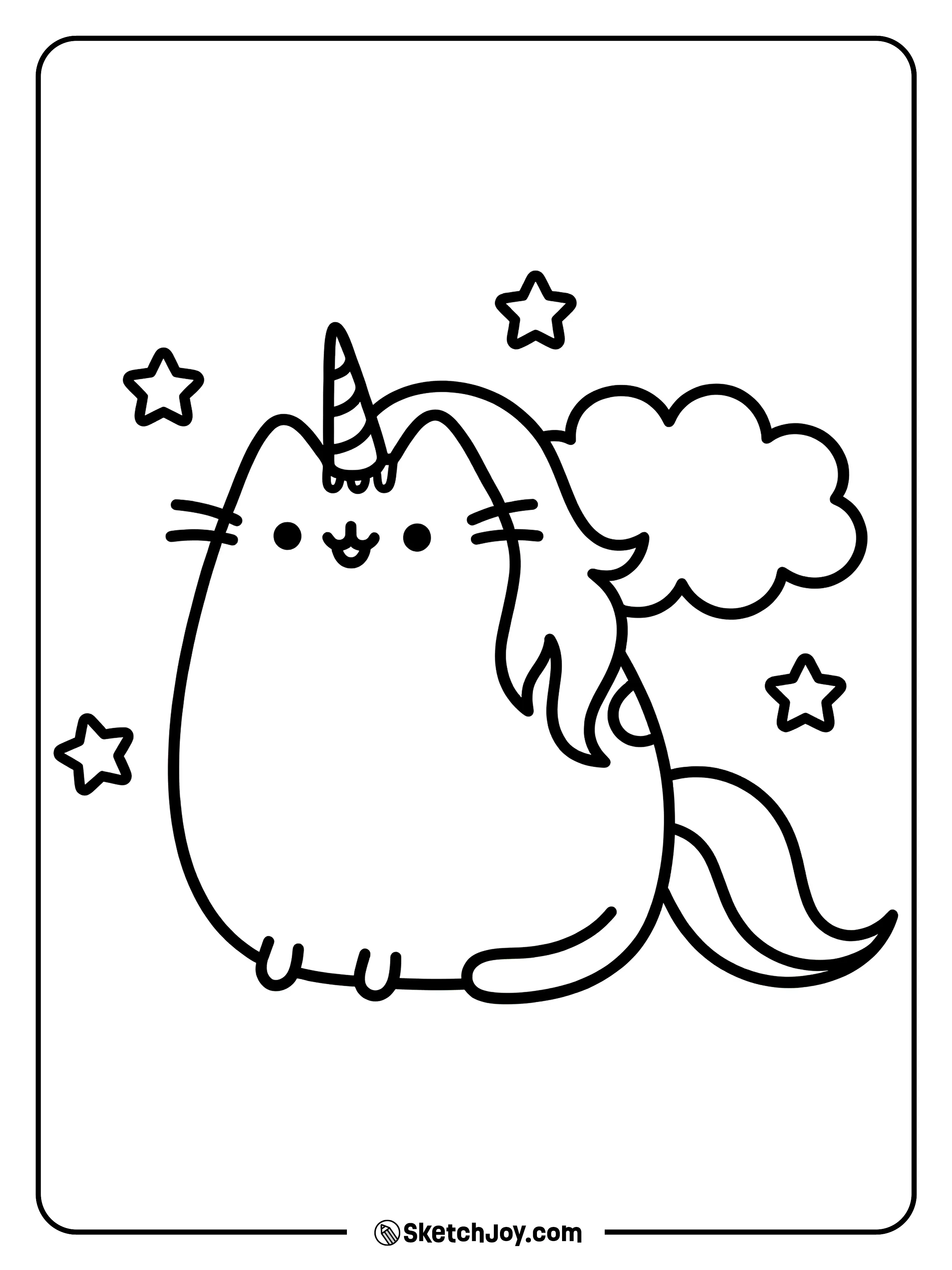 Pusheen wears a cute horn and a fluffy mane.