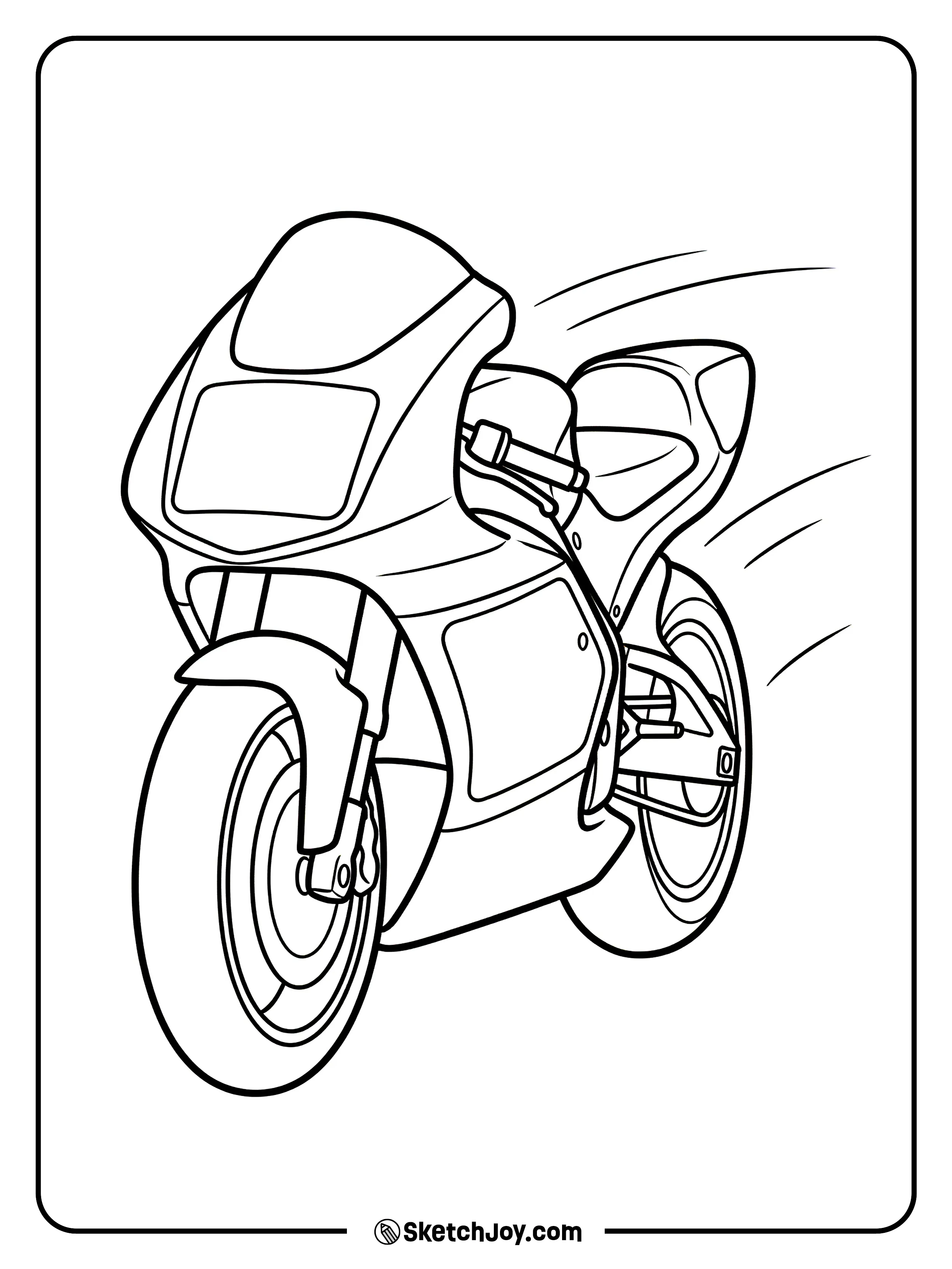 A race bike shows a big number plate on the front.