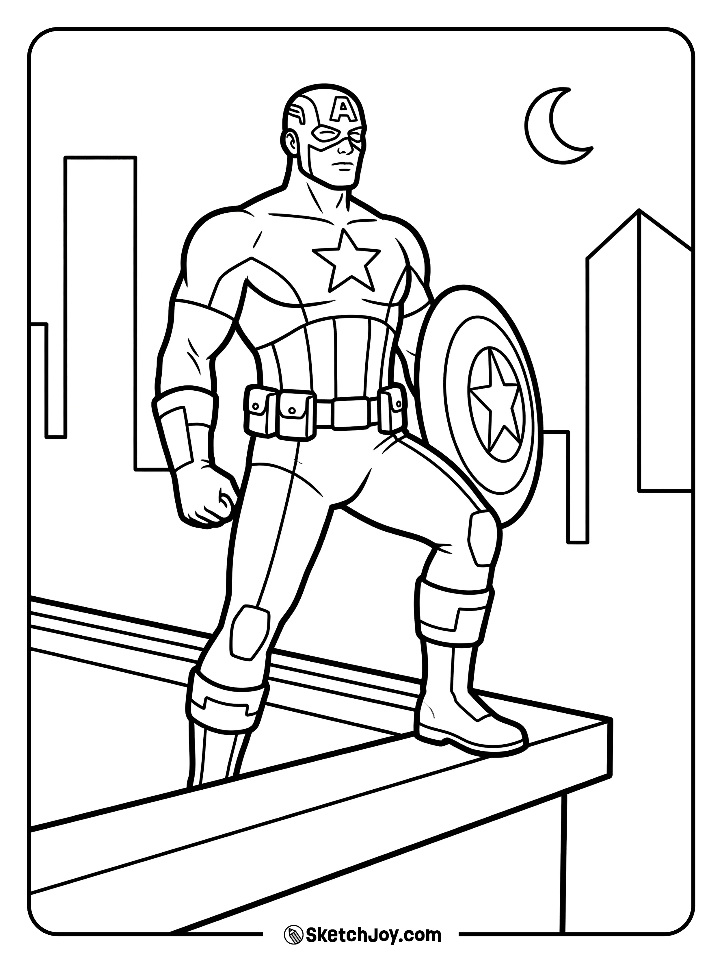 Captain America watches the city and stays alert.