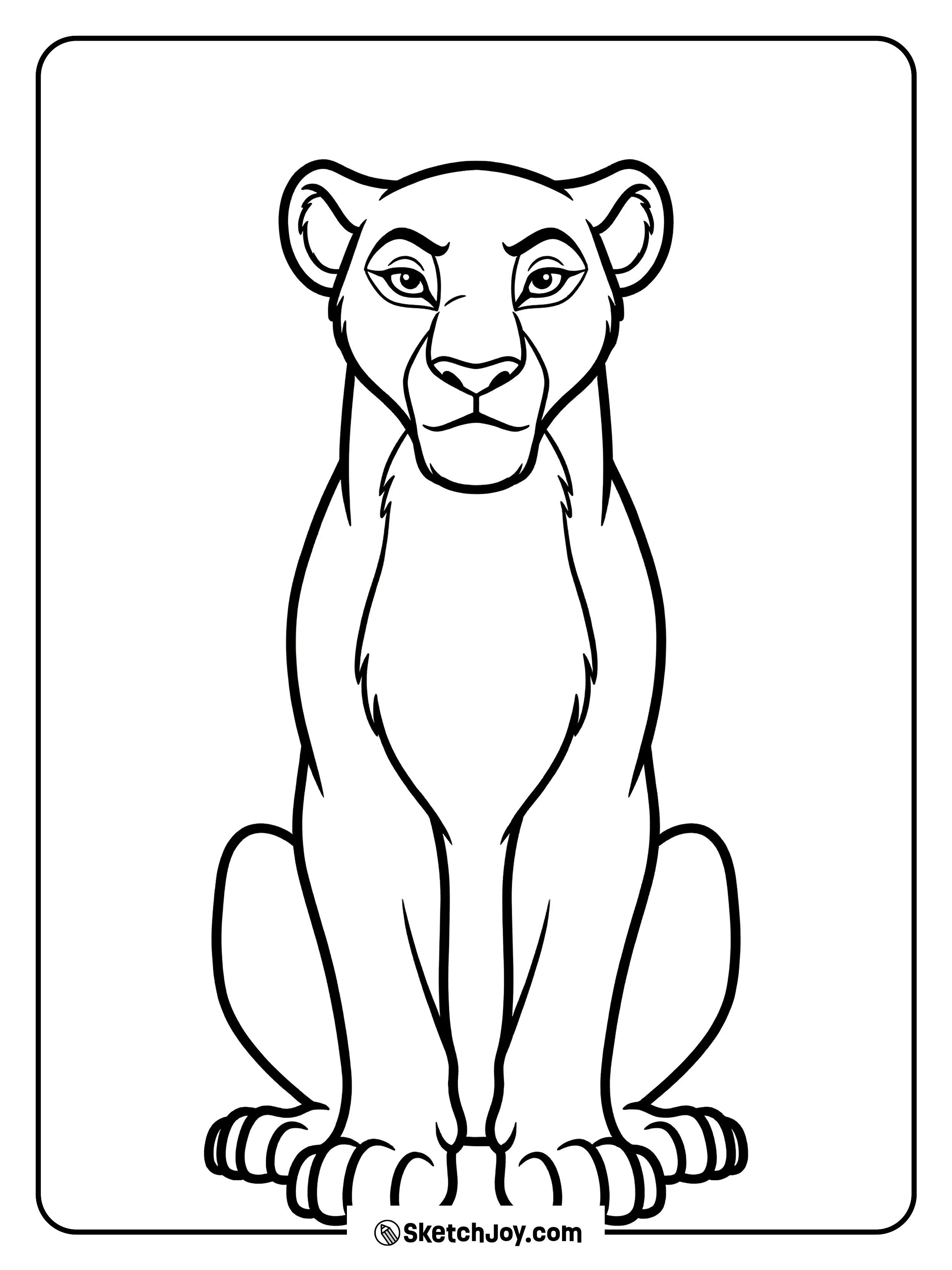 Sarabi sits like a queen with a proud face.