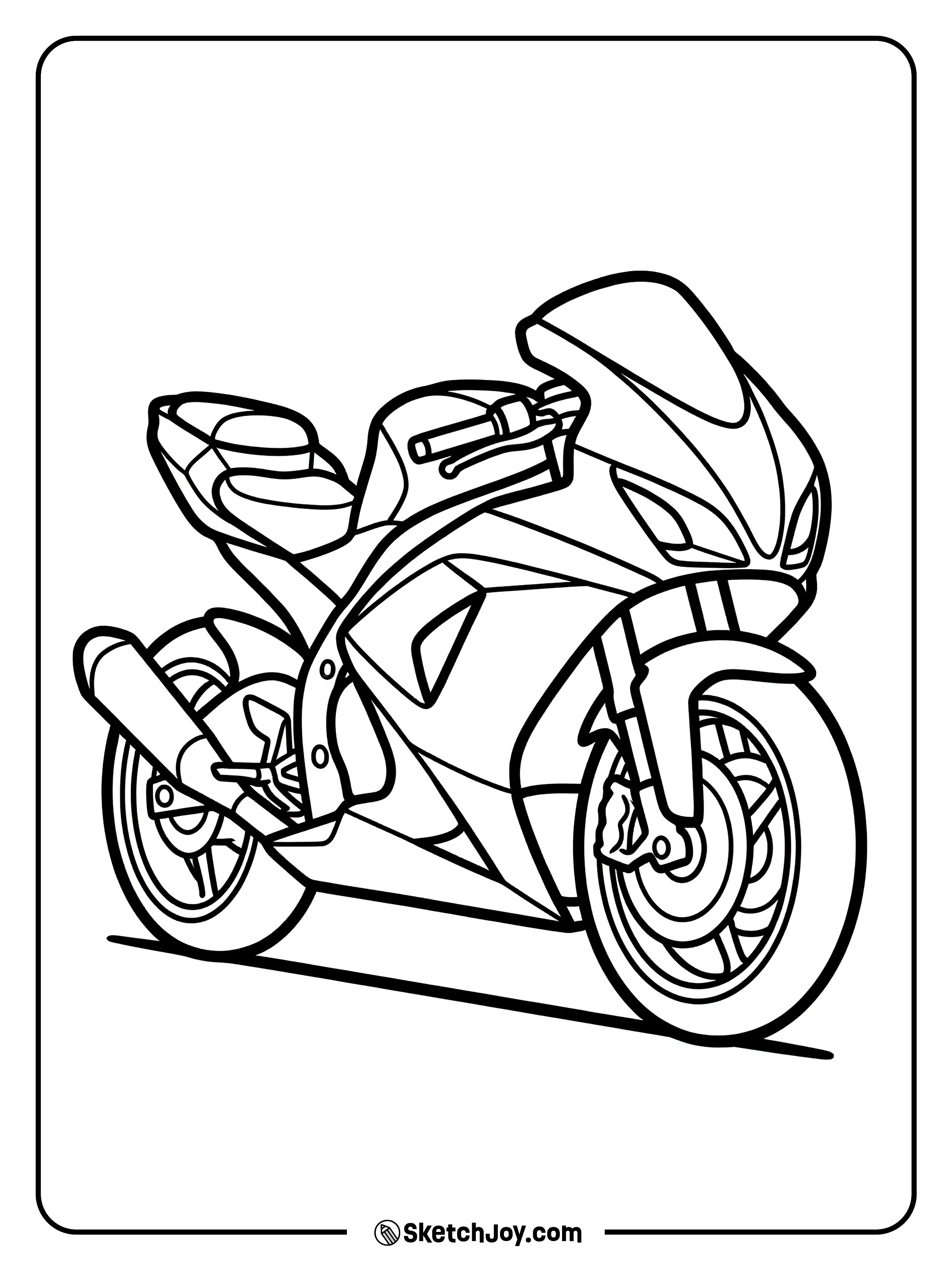 A sport bike shows sharp lines and a wide front light.