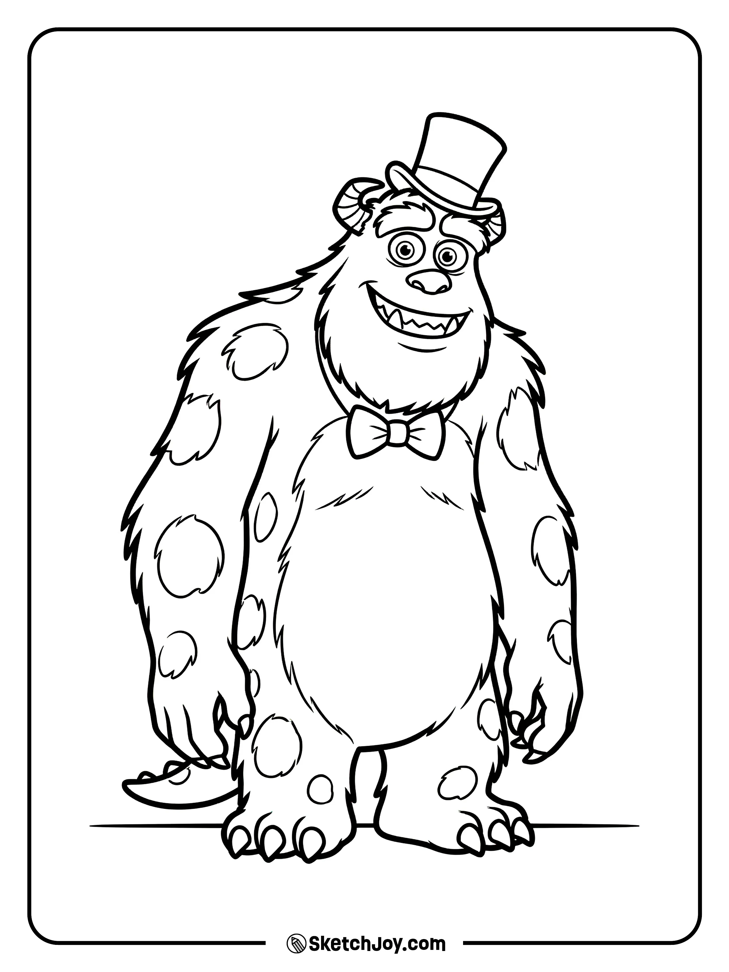 Sulley wears a tiny top hat and looks silly.