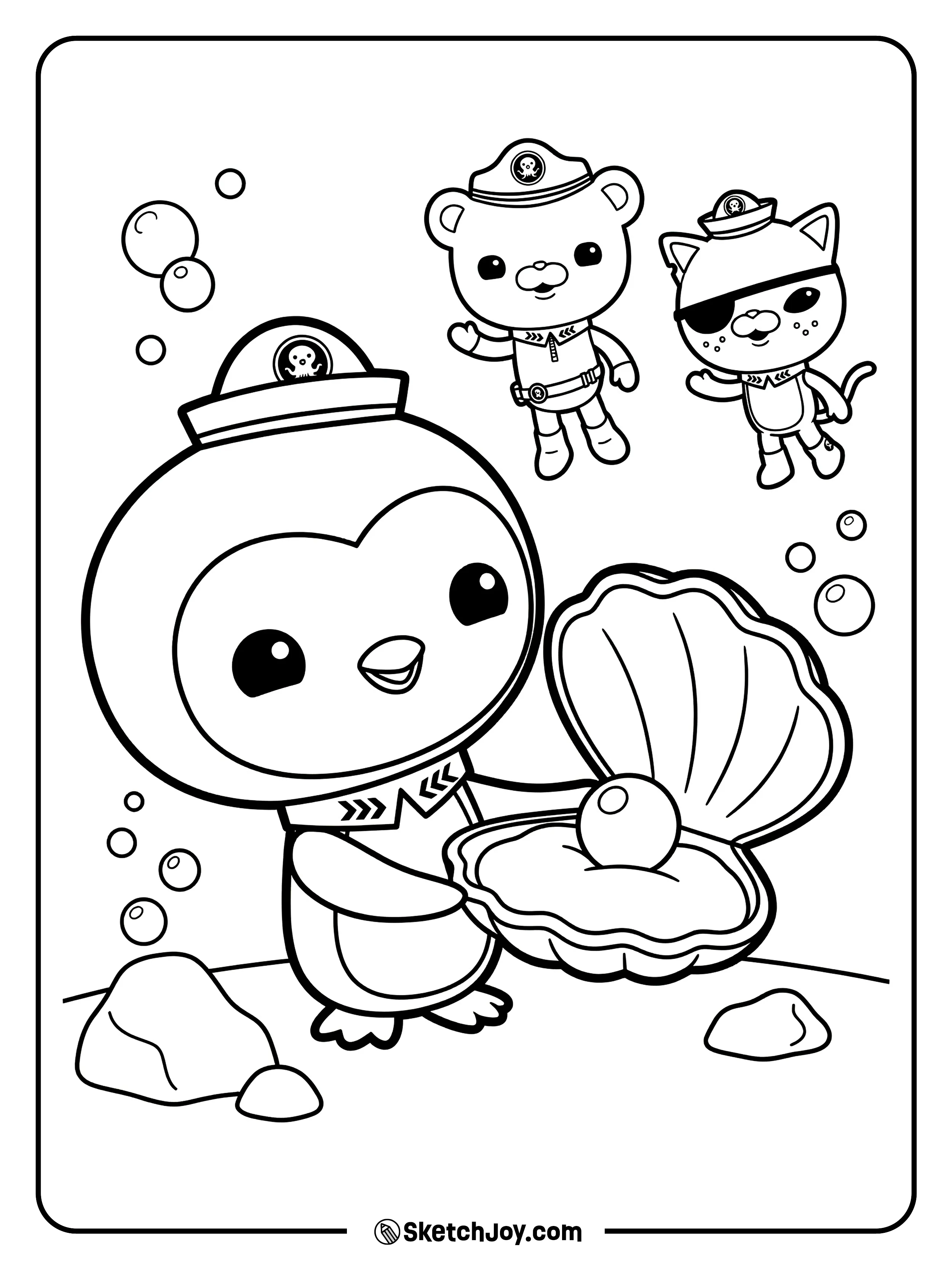 Peso holds a pearl while the crew smiles nearby.