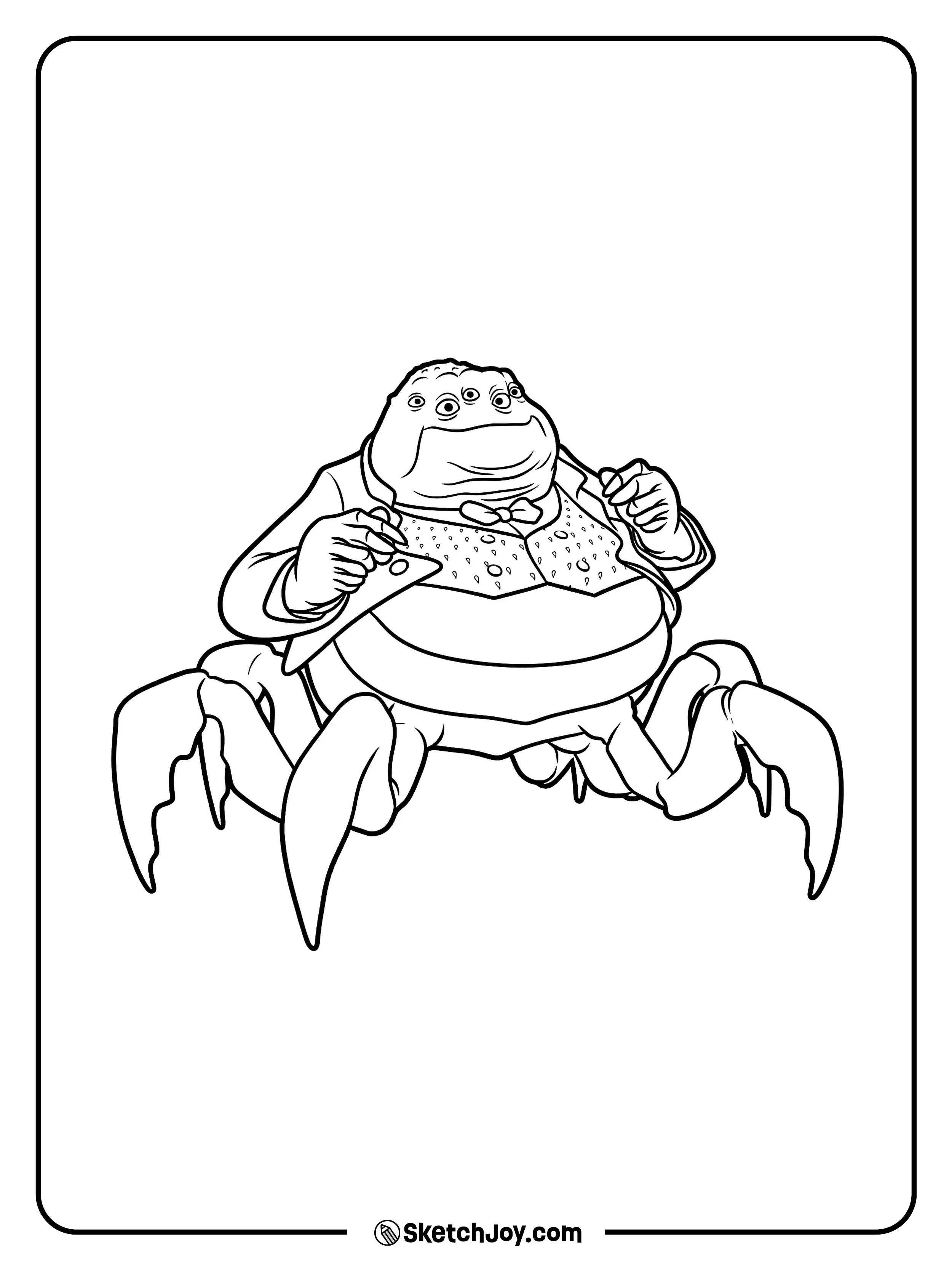 Waternoose stands in his suit and bow tie with a serious face.