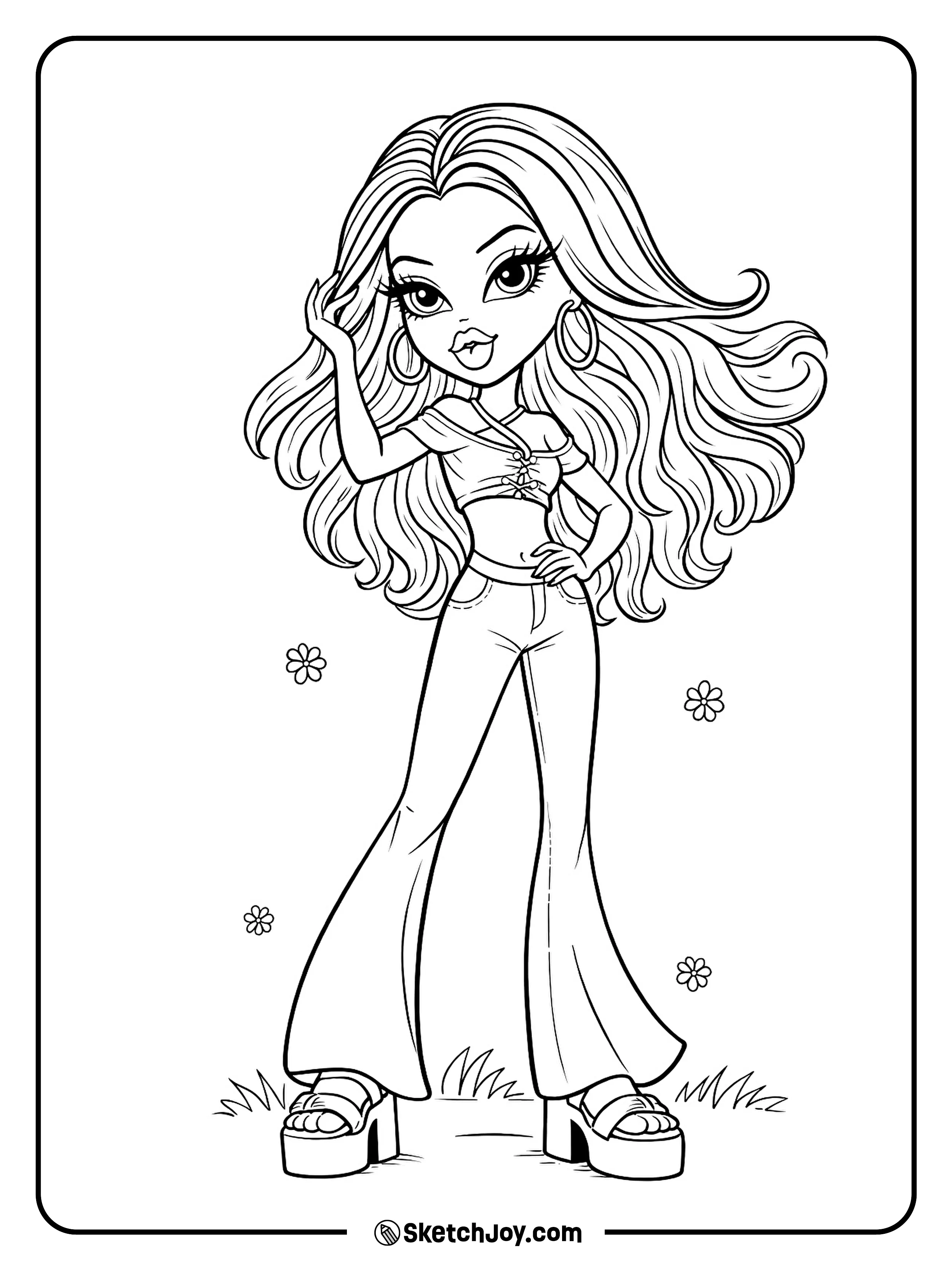 Yasmin does a cute hair flip in her bold Bratz style.
