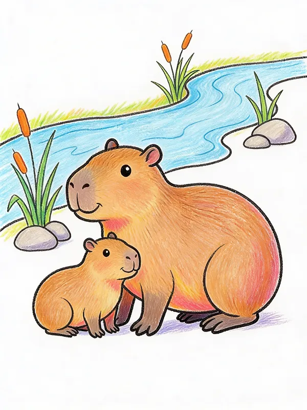 Capybara Coloring Pages
