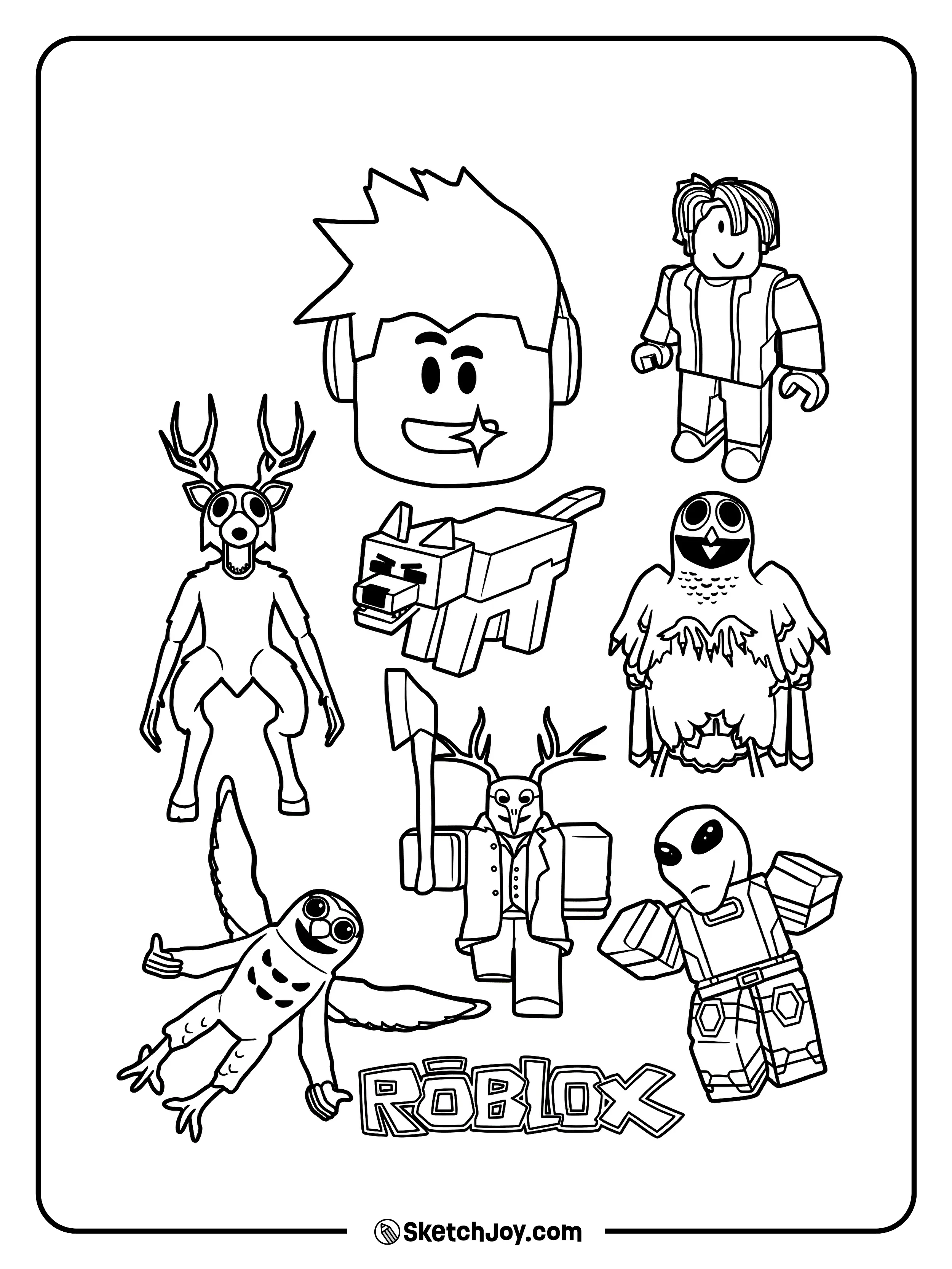 A collage shows heroes, monsters, and the Roblox logo.