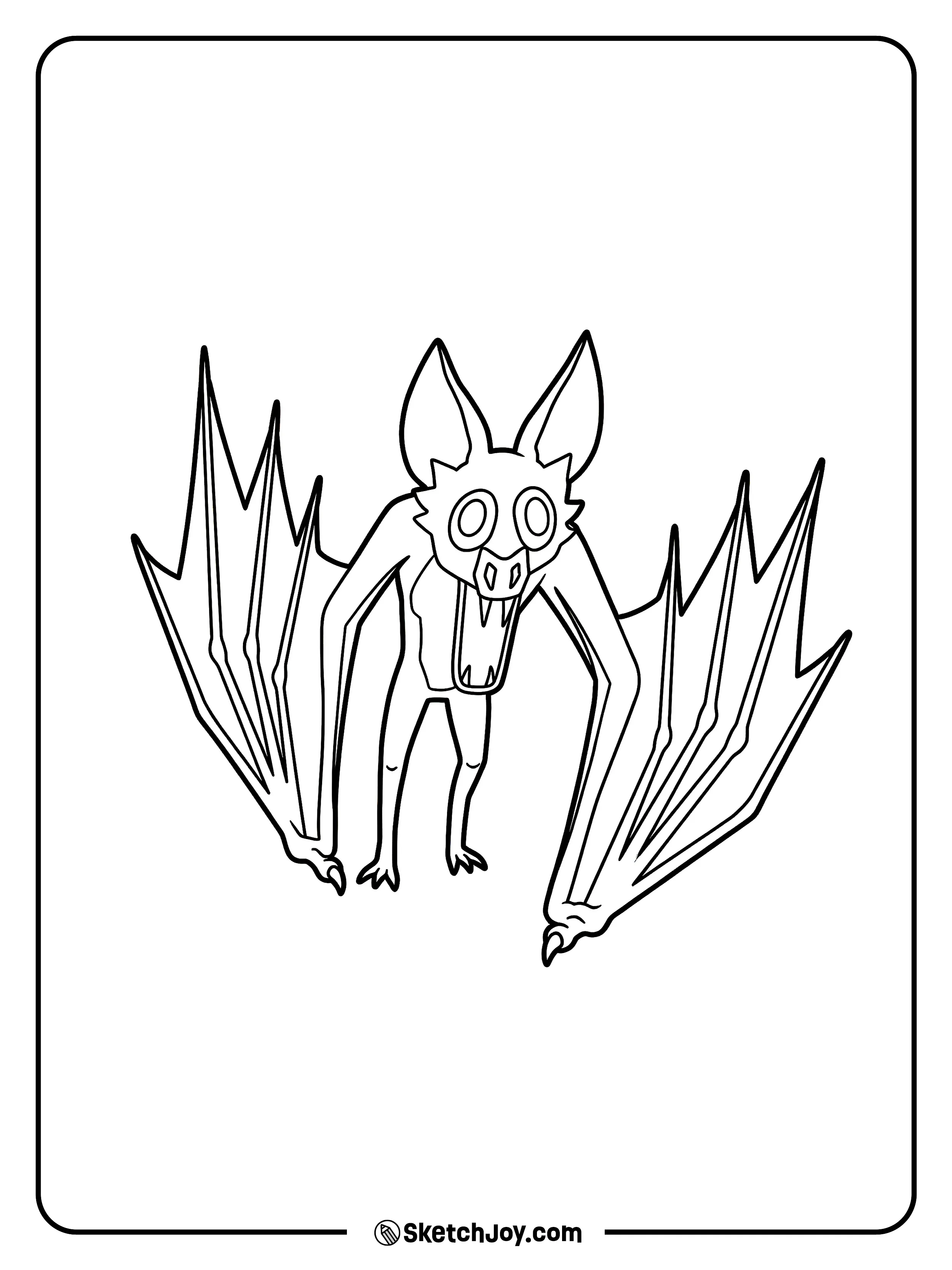 A Bat Monster crouches with huge wings stretched wide.