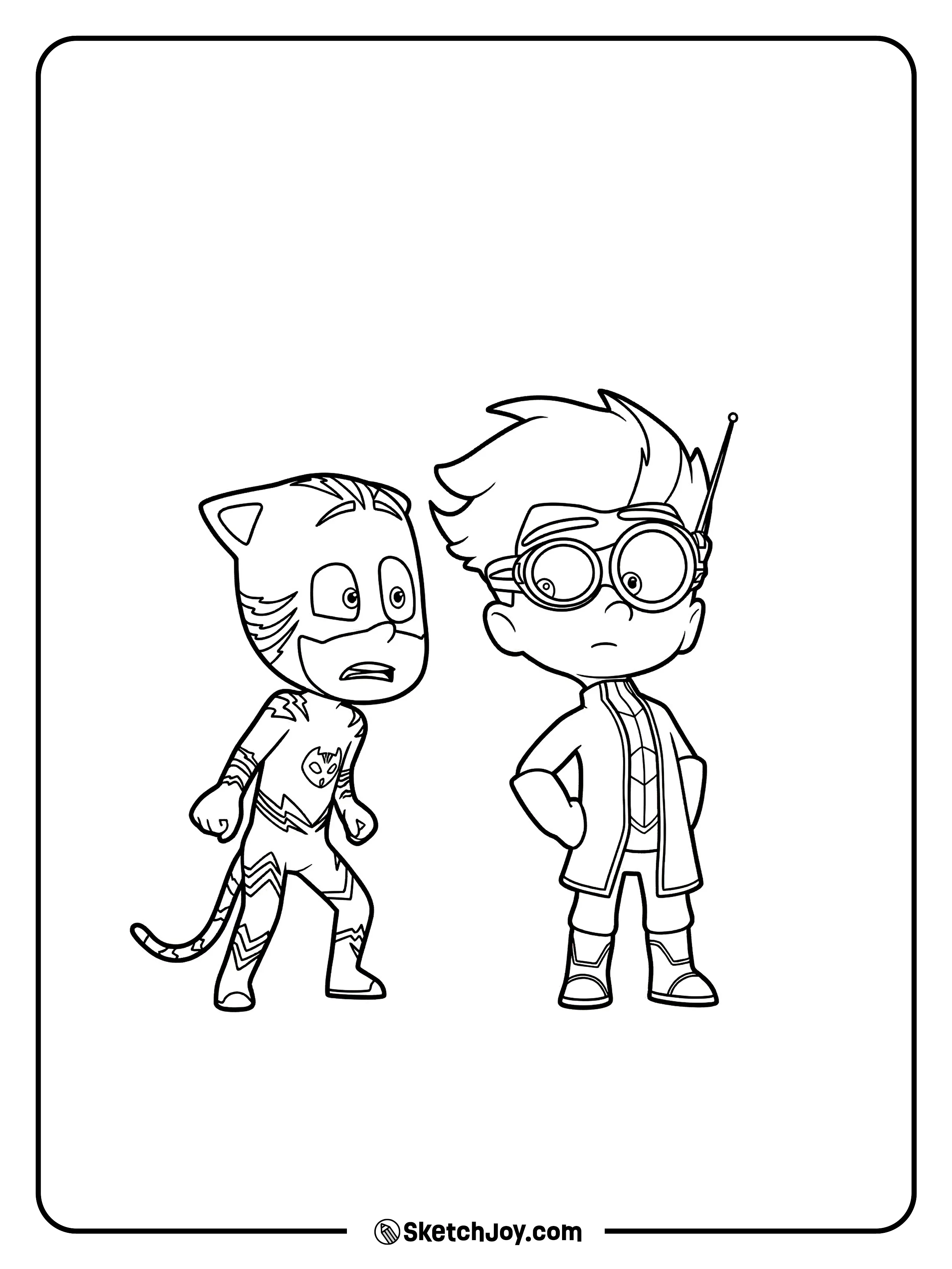 Catboy looks shocked while Romeo stands calm in his lab coat.