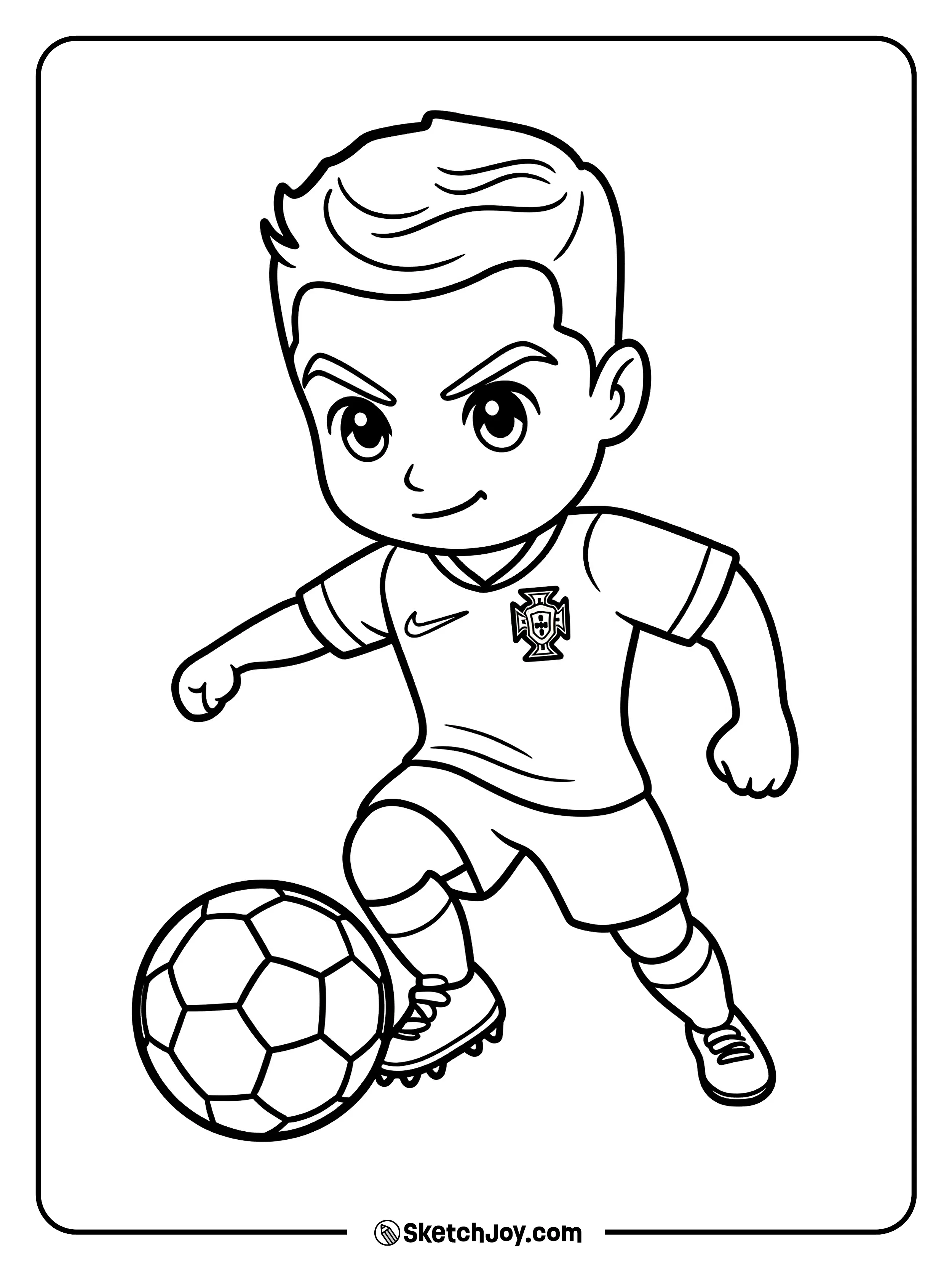 A cute mini CR7 dribbles the ball in a simple, fun style.