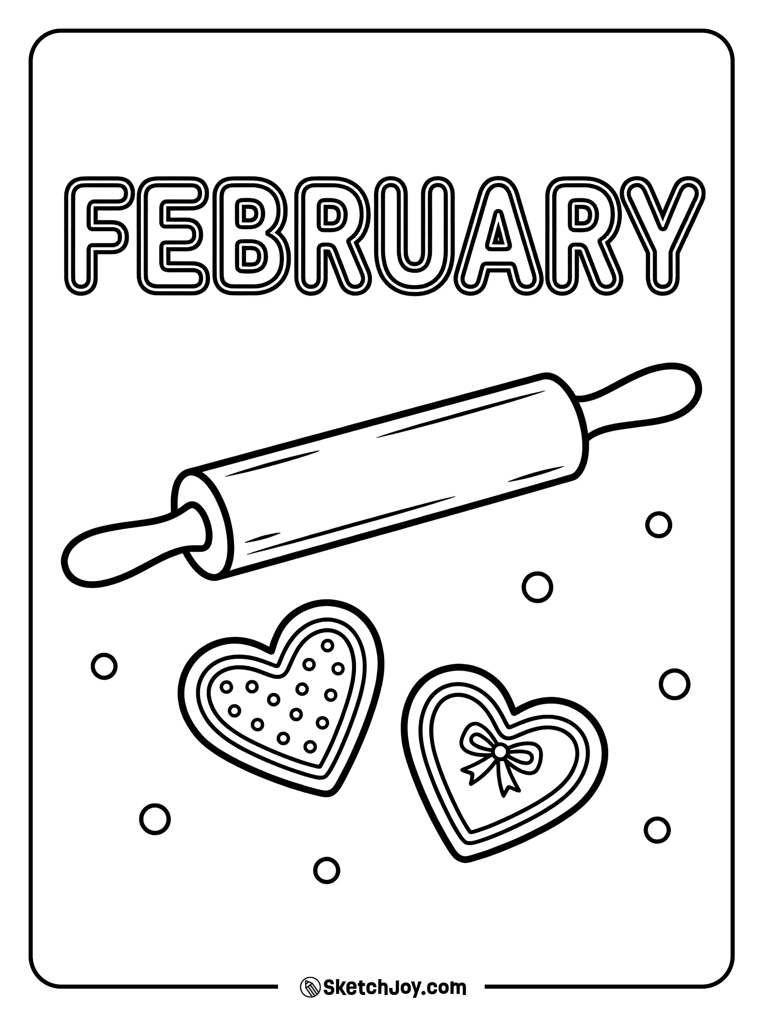 FEBRUARY letters look like cookie shapes with a rolling pin.