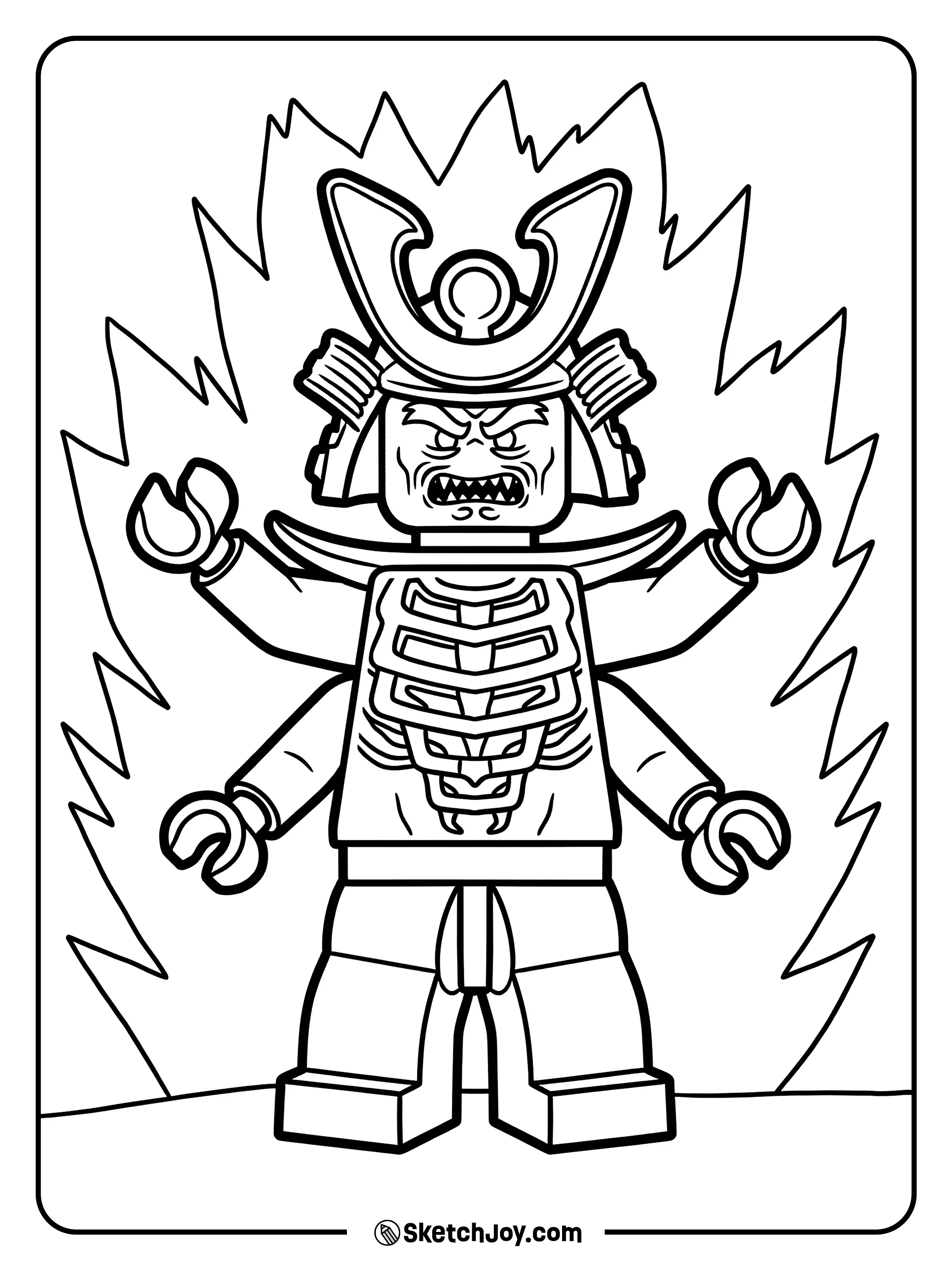 Garmadon stands in a classic evil stance with a sharp look.