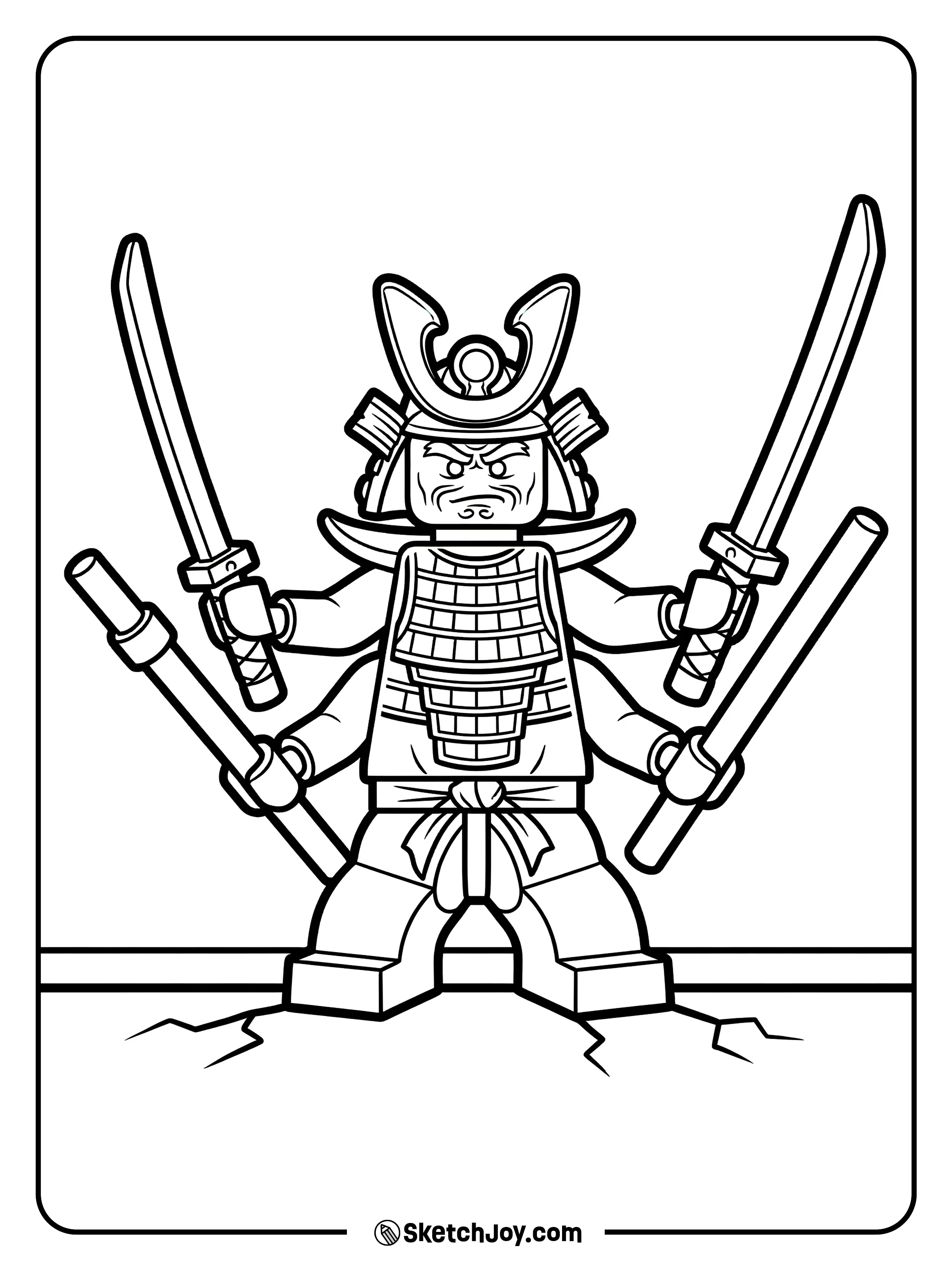 Garmadon stands strong with his four arms in a bold pose.