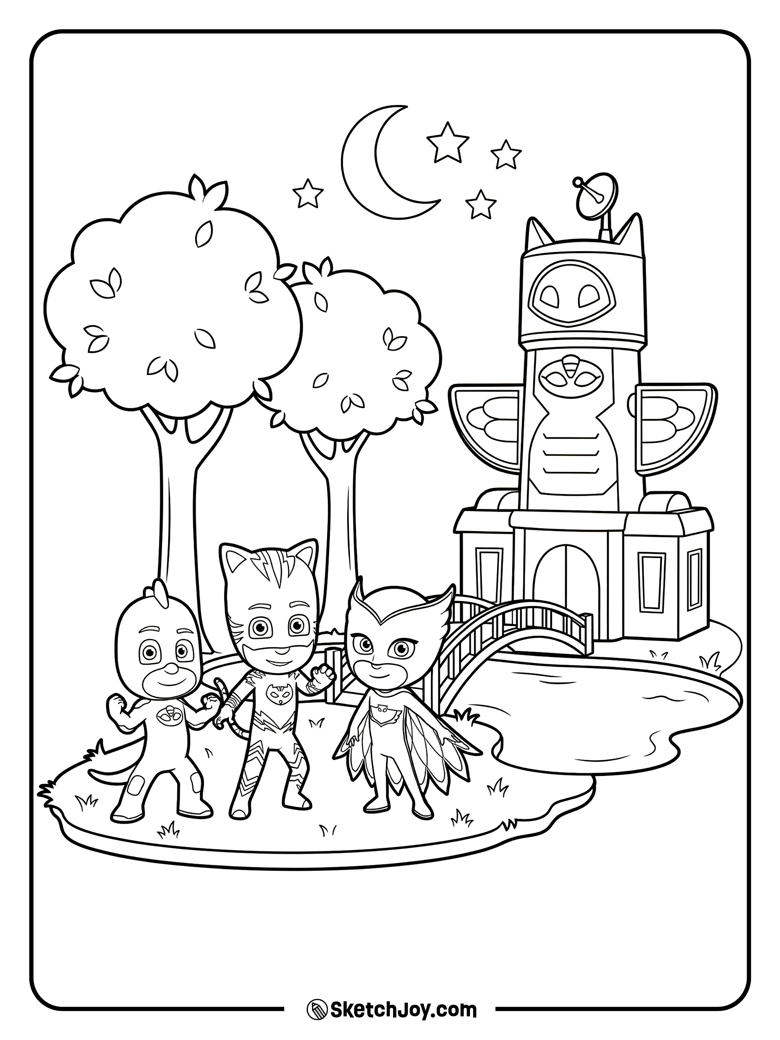 The team watches the city from their base.