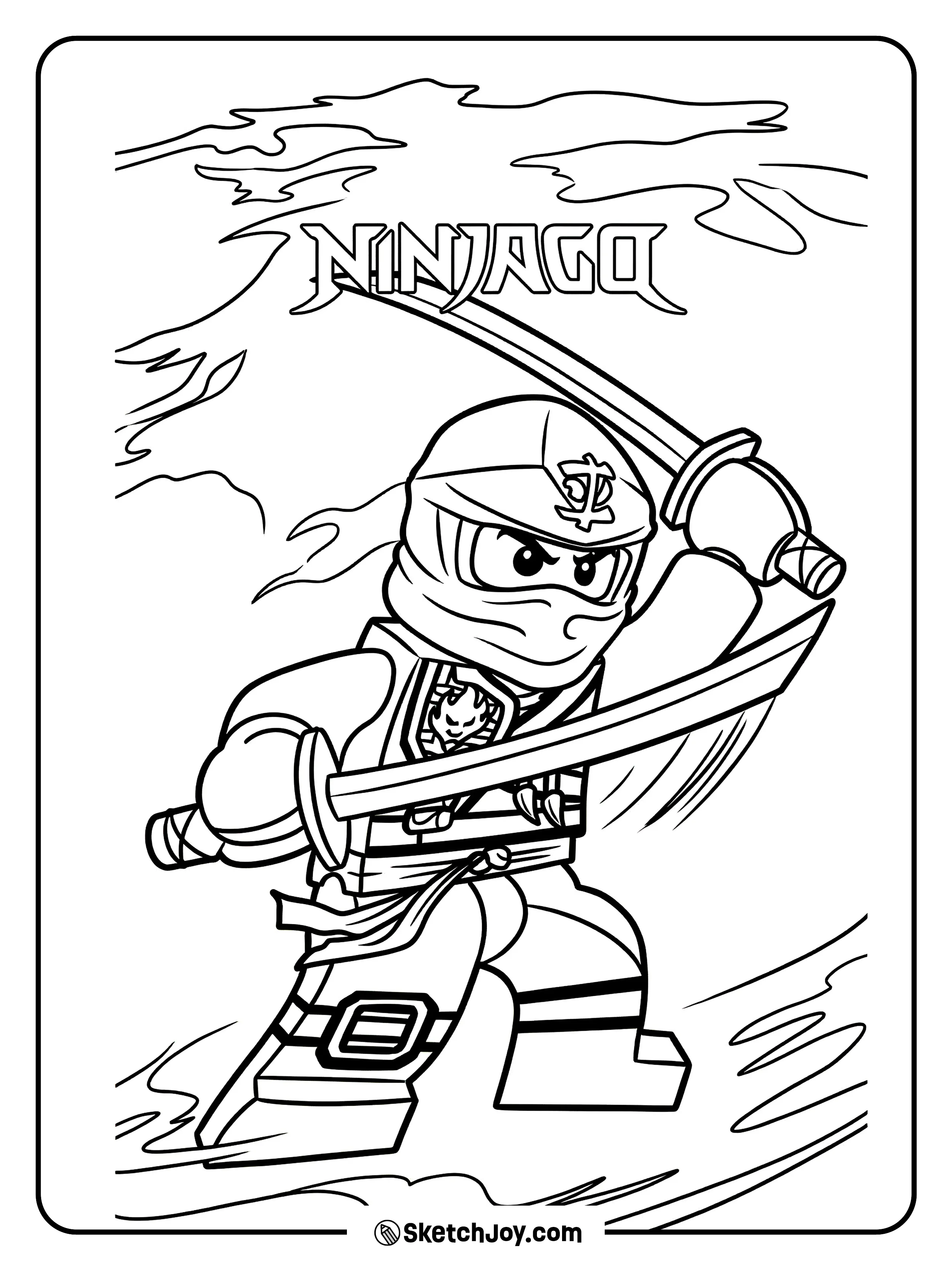 Kai swings two swords in a fast fighting pose.