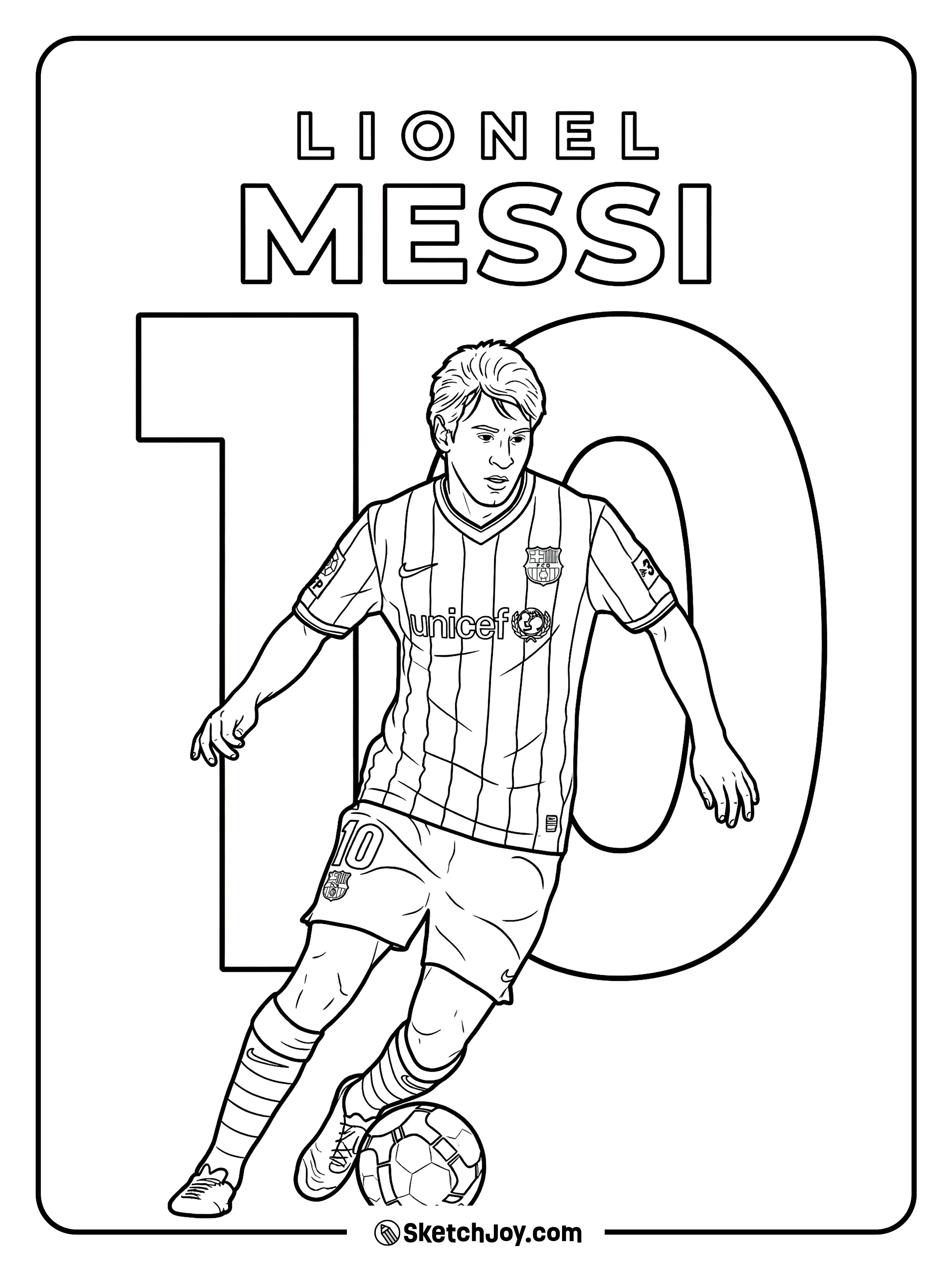 Big 10 background with Messi a Barça kit and the name at the top.