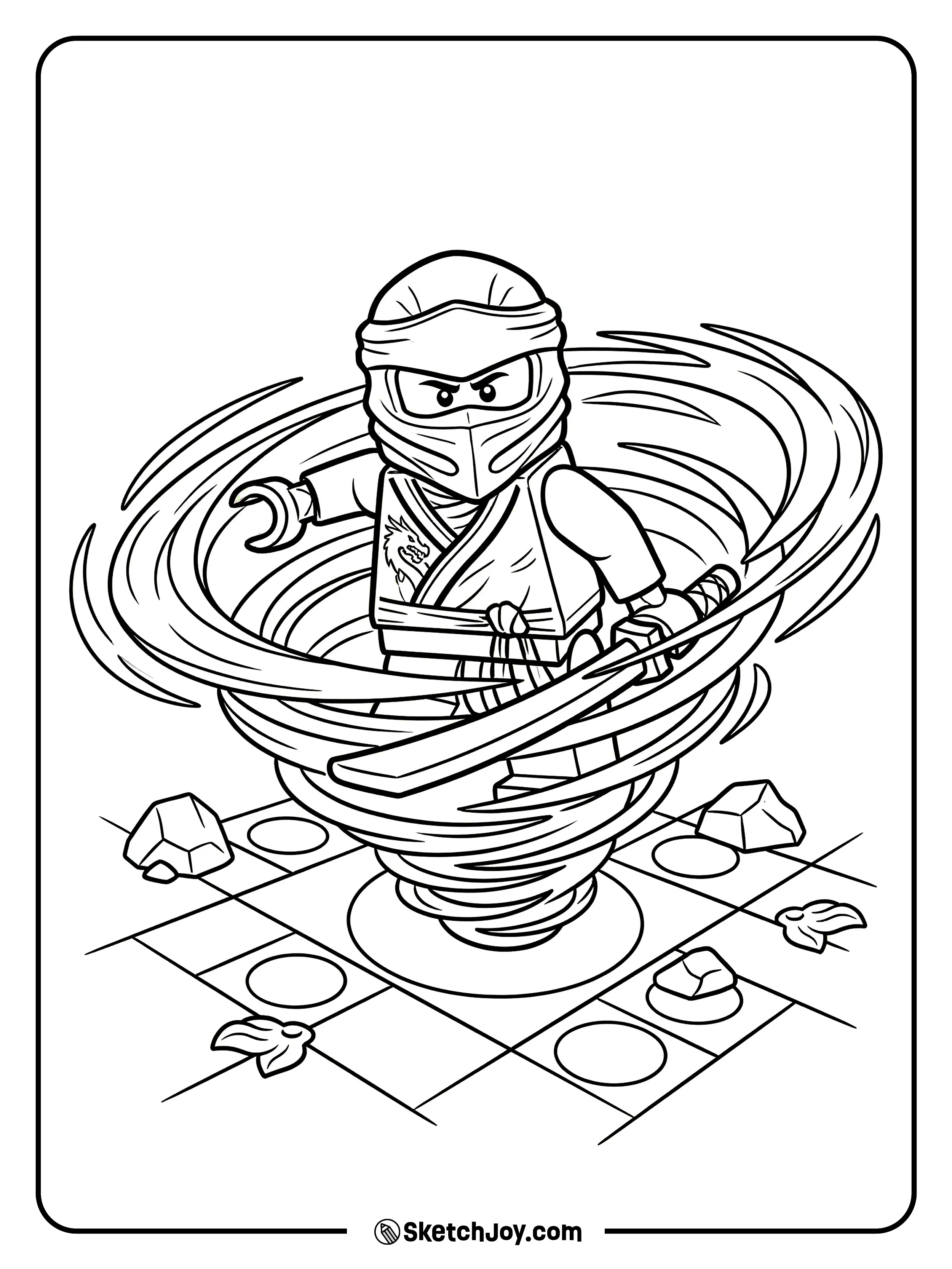 Lloyd performs a green spin move with simple energy swirls around him.