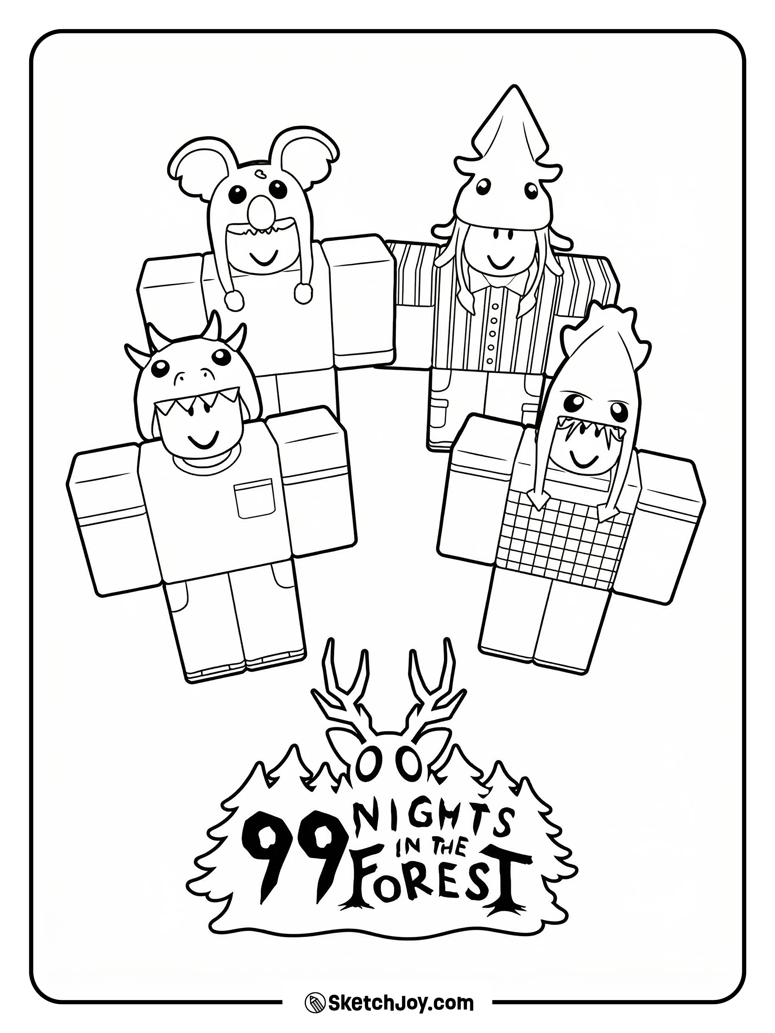 The Missing Children stand together above the 99 Nights logo.