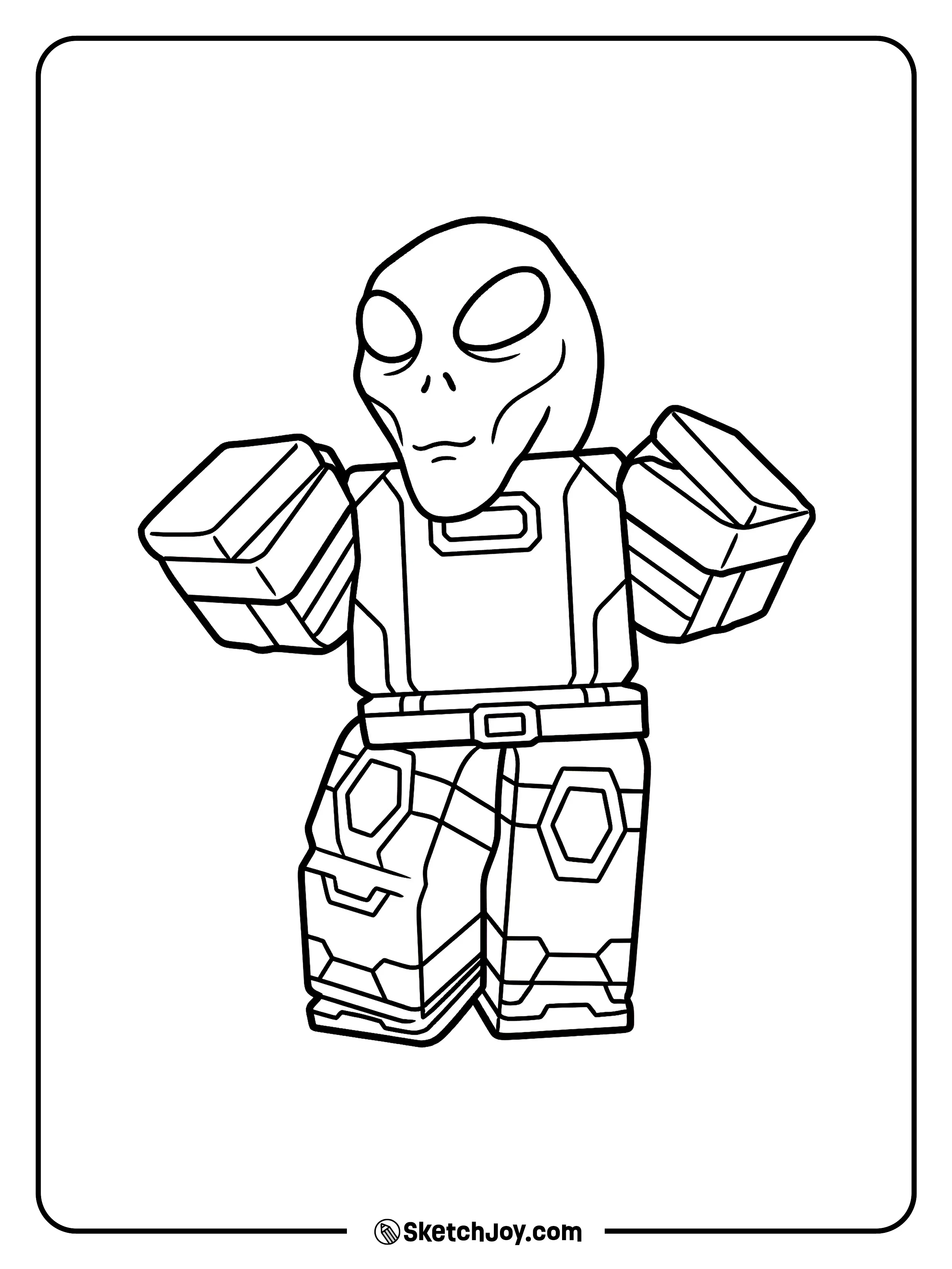 A normal alien stands with big eyes and chunky space gear.