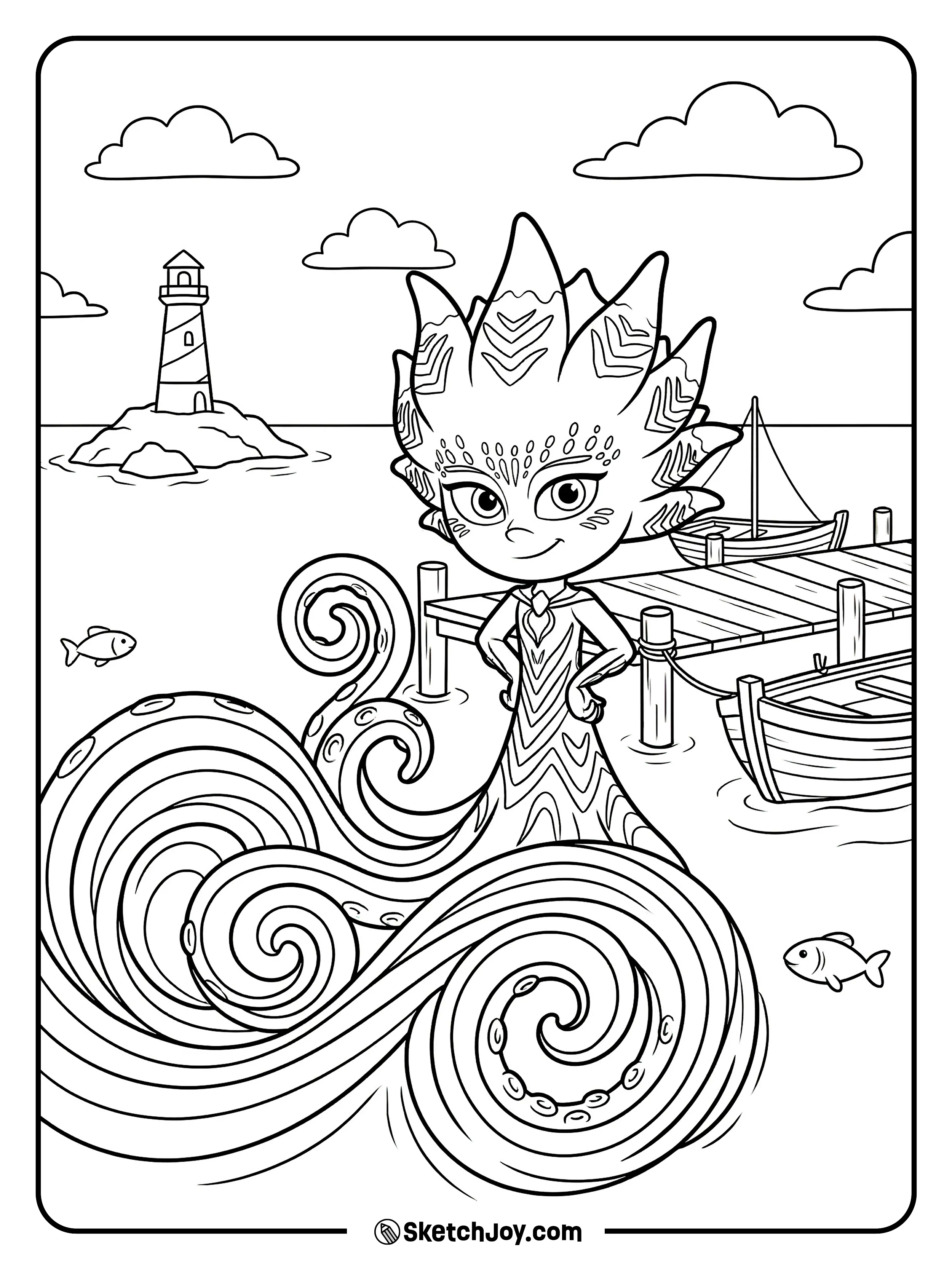 Octobella stirs up waves near the docks.