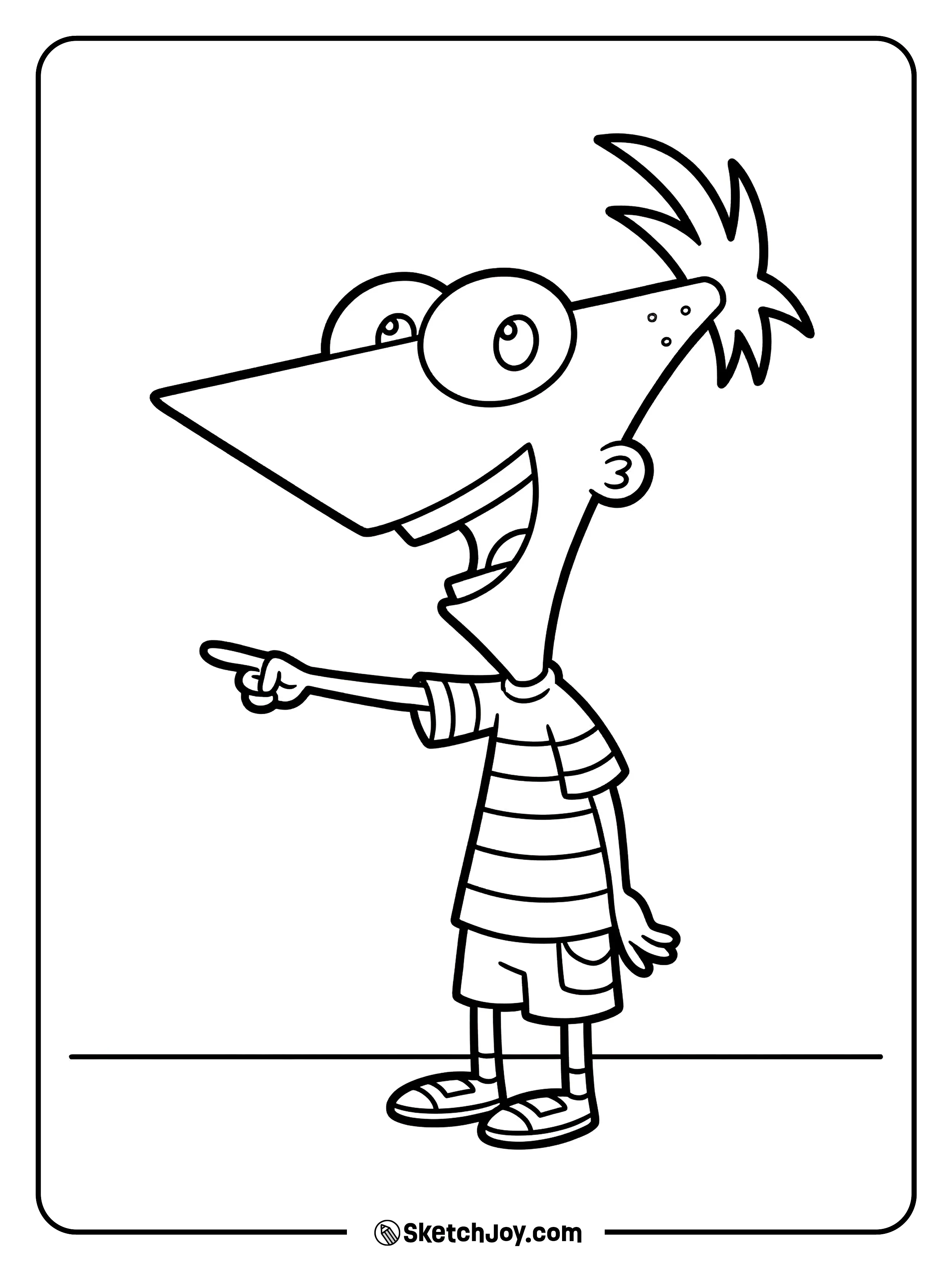 Phineas points forward like he has a new idea.