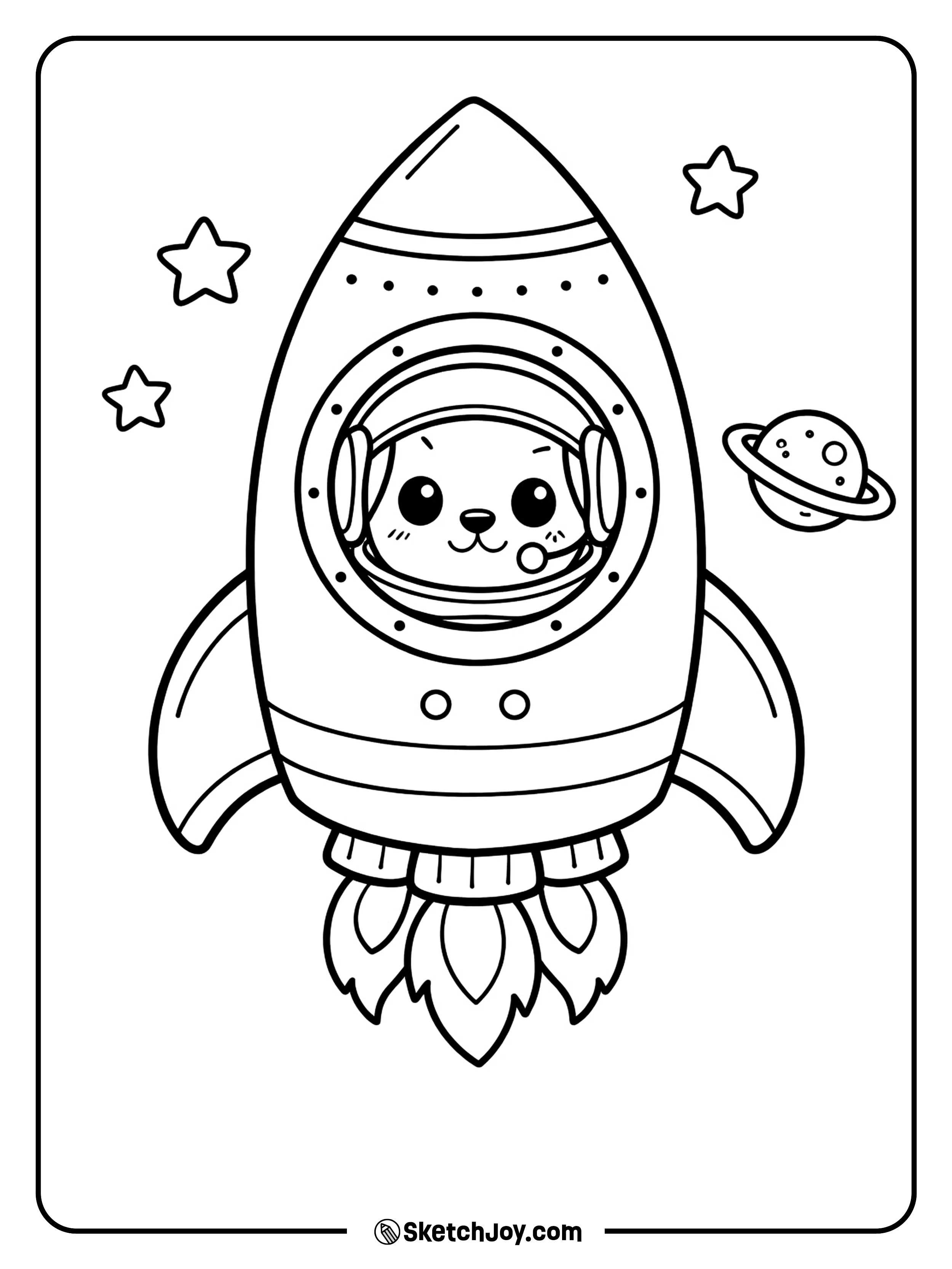 A puppy in a helmet smiles from the window.