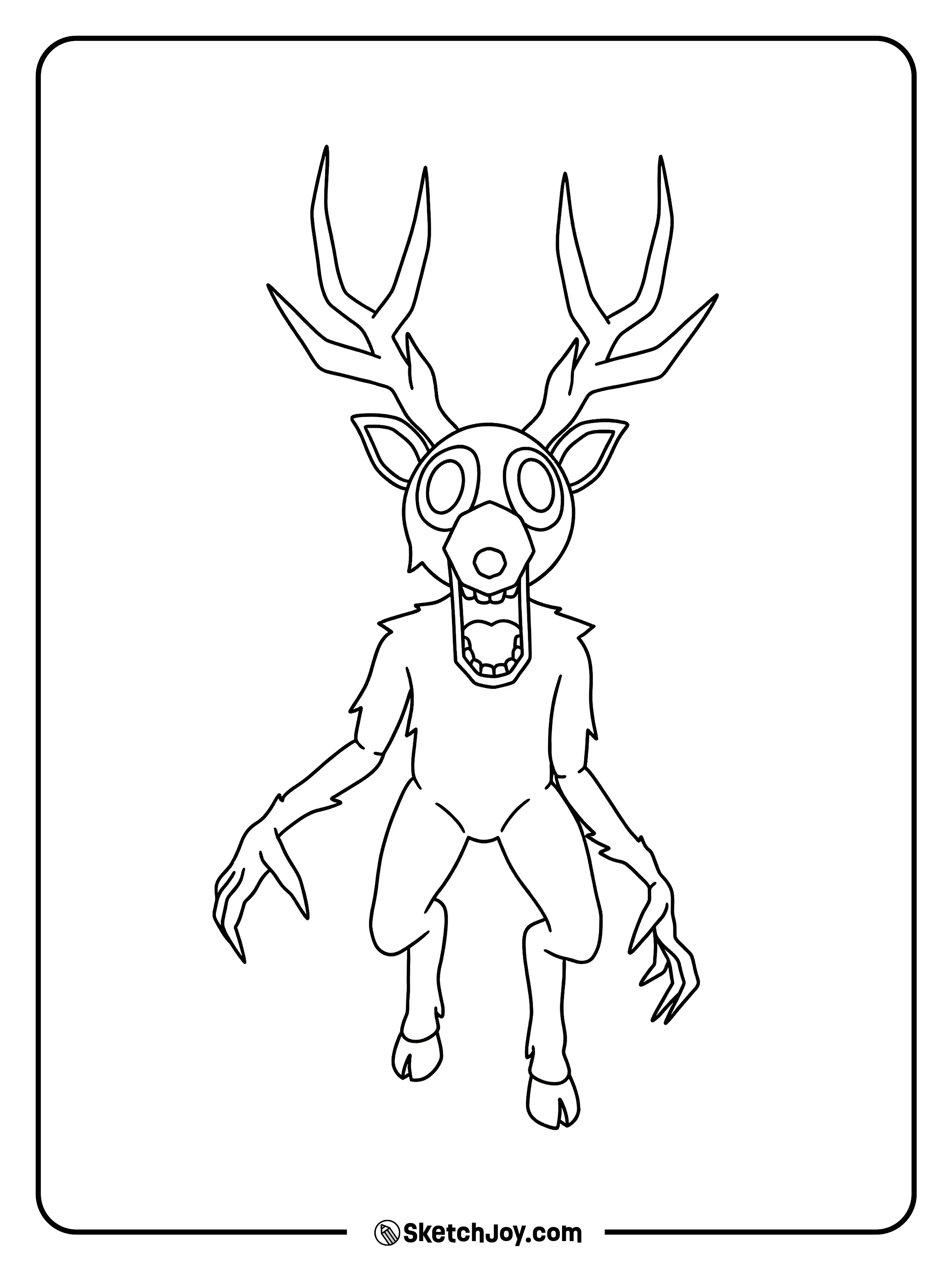 The Deer charges forward with sharp claws and a wide open mouth.