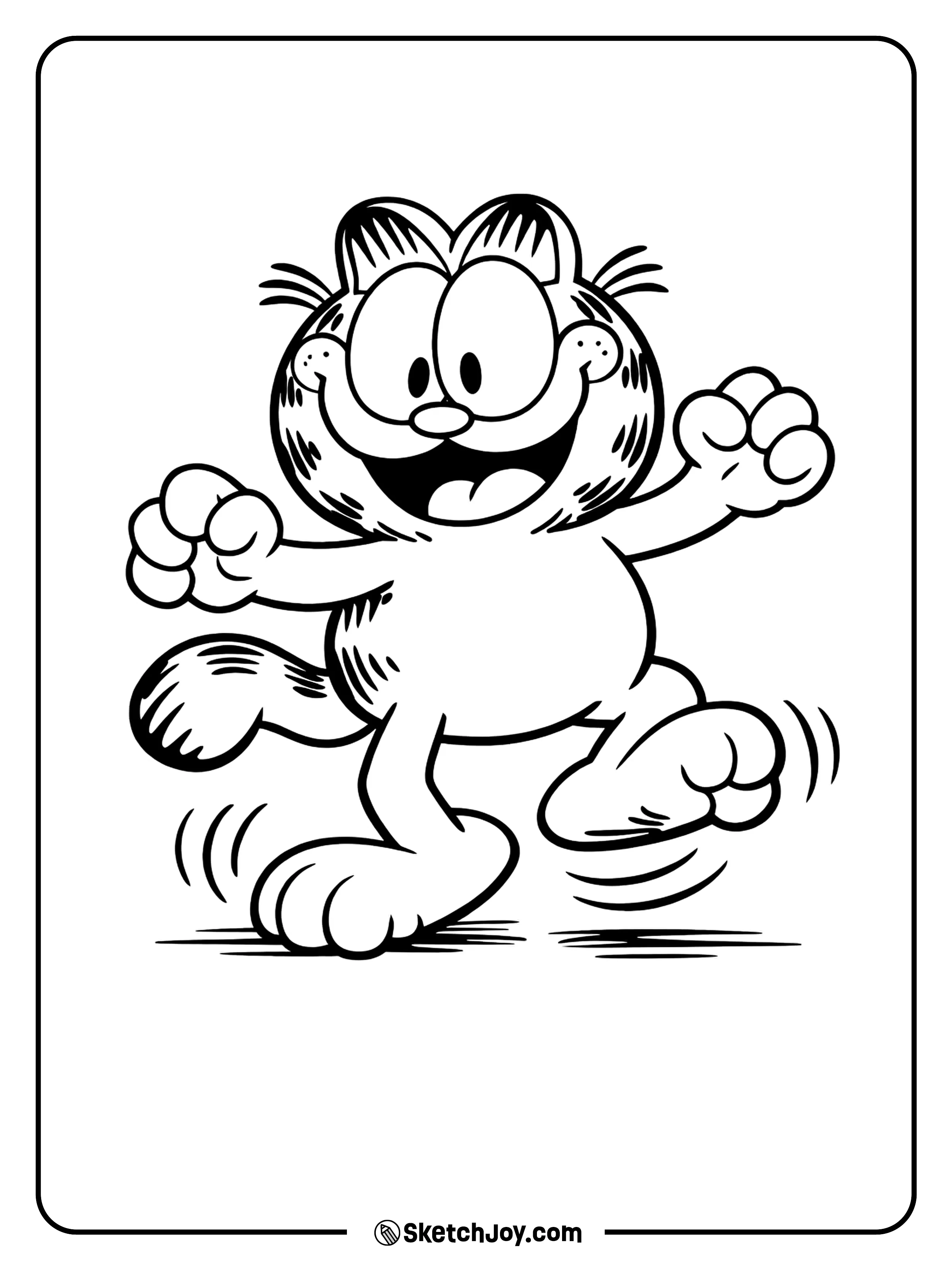 He does a small happy dance with a big smile.